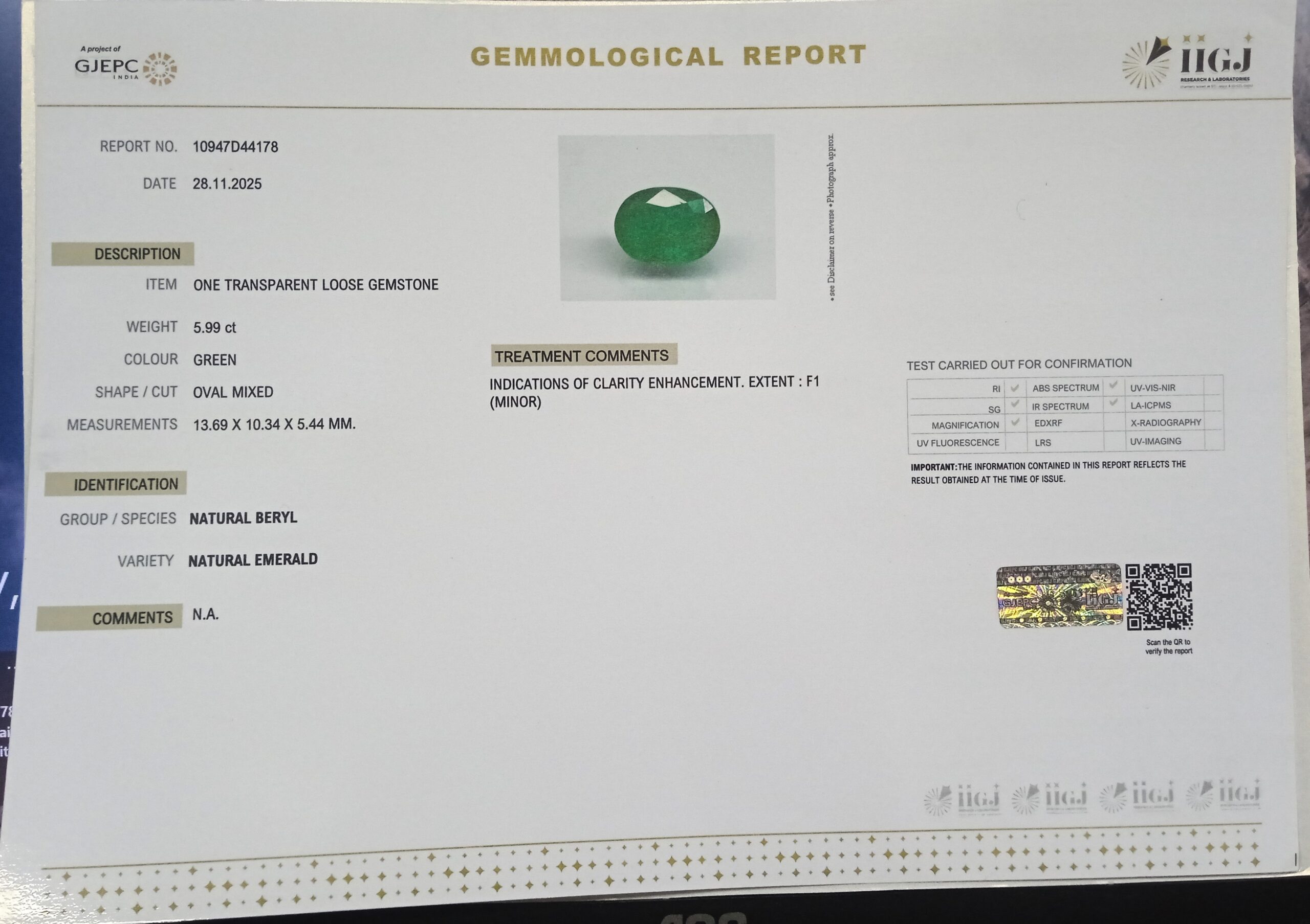 EMRG21398 2 scaled EMERALD 5.99 Ct.