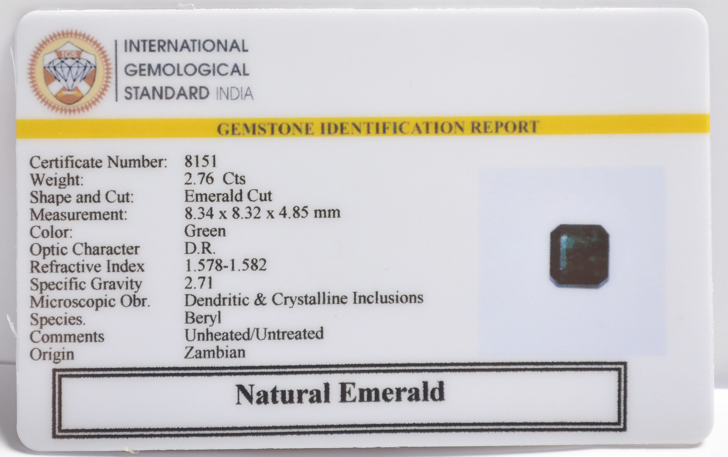 EMRG21400 2 EMERALD 2.76 Ct.