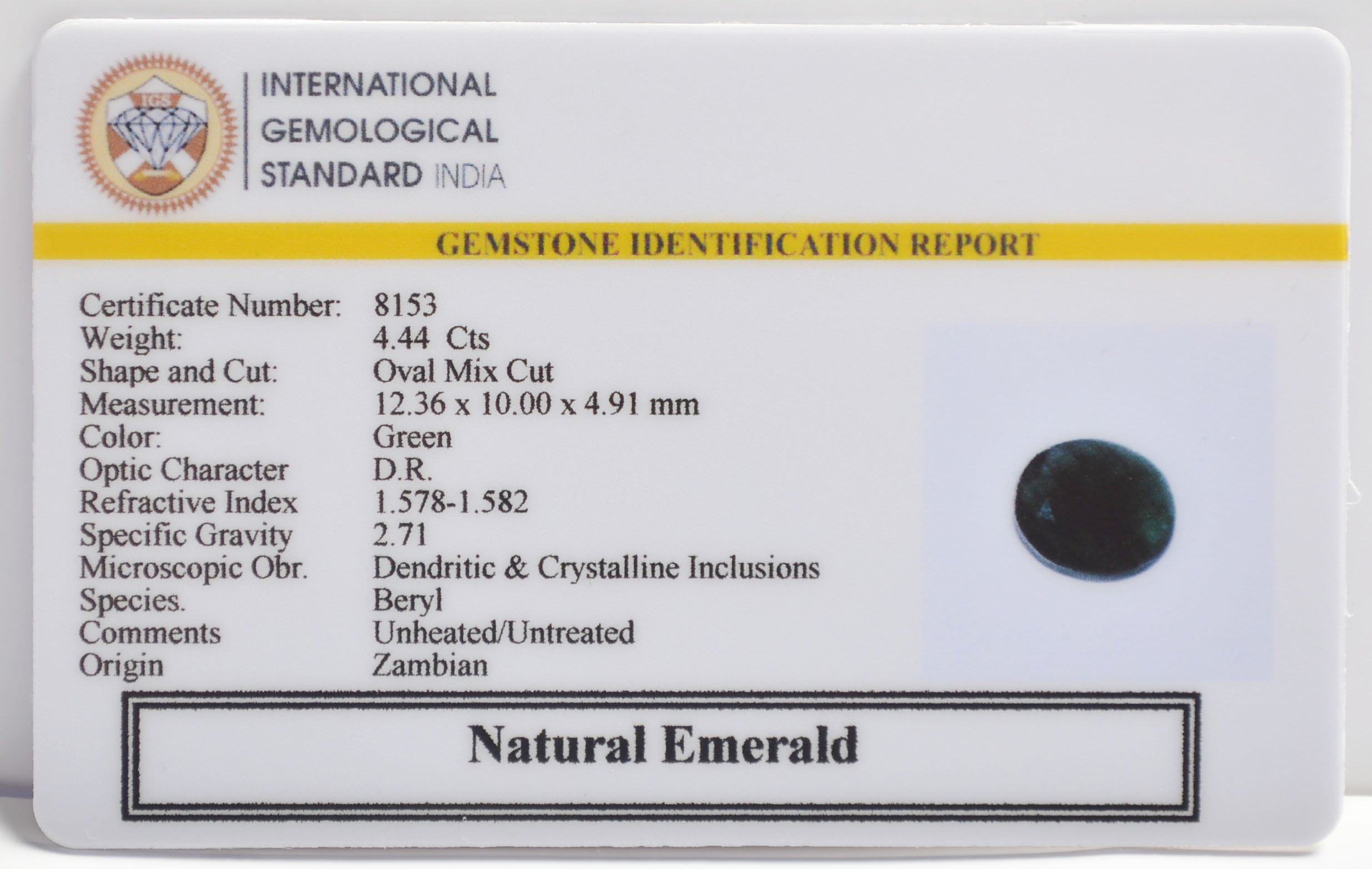 EMERALD 4.44 Ct. 3 EMRG21401 2 EMERALD 4.44 Ct.