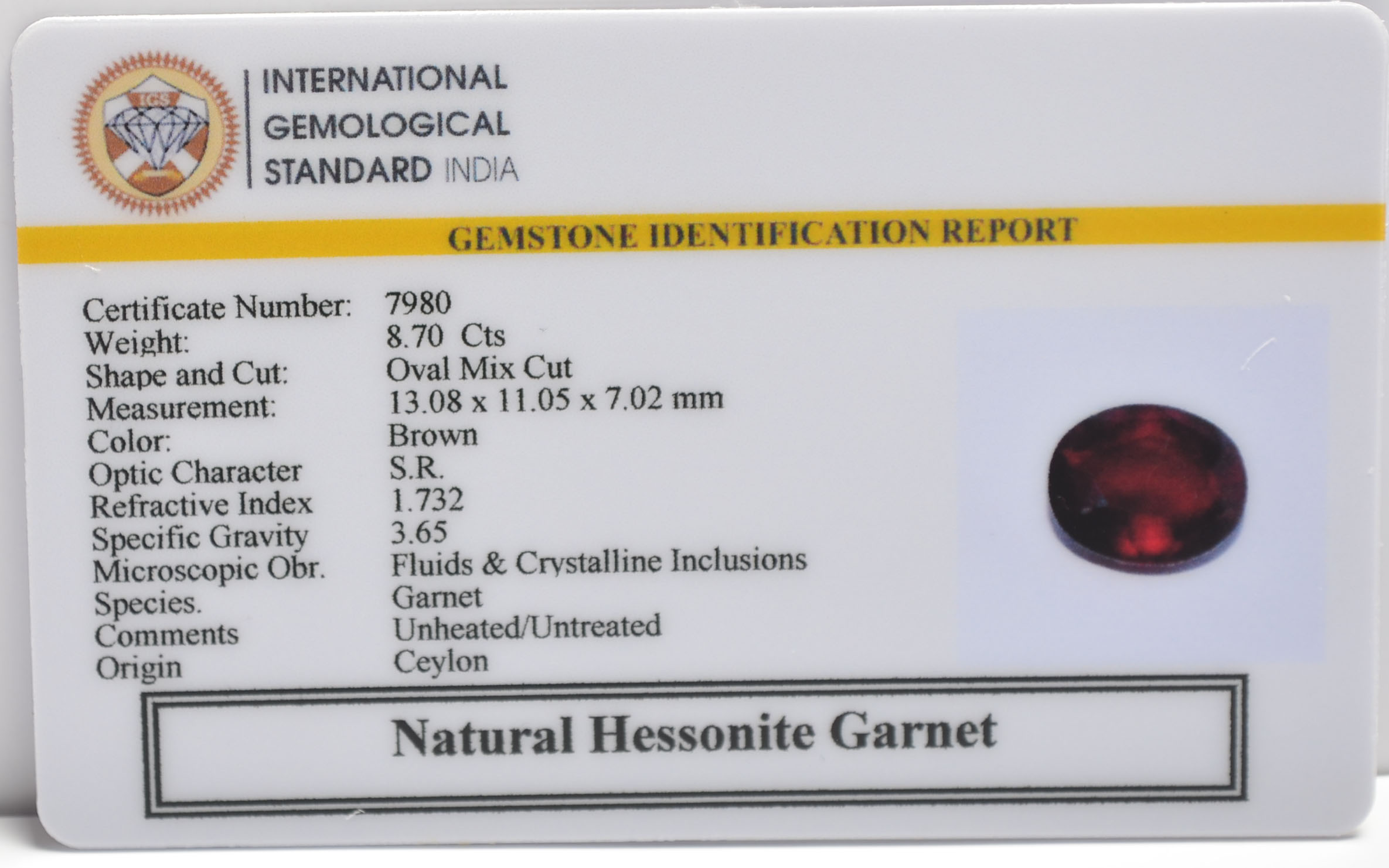 GMD7585 2 HESSONITE GOMED 8.7 Ct.