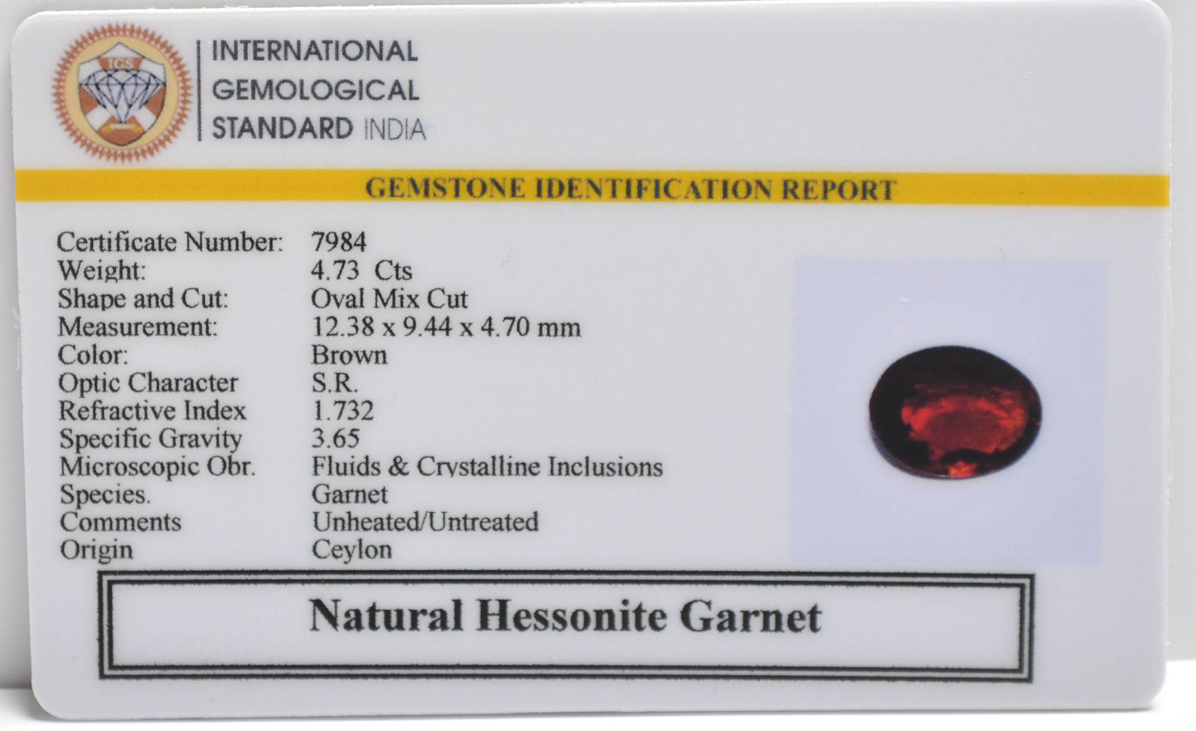 GMD7589 2 HESSONITE GOMED 4.73 Ct.