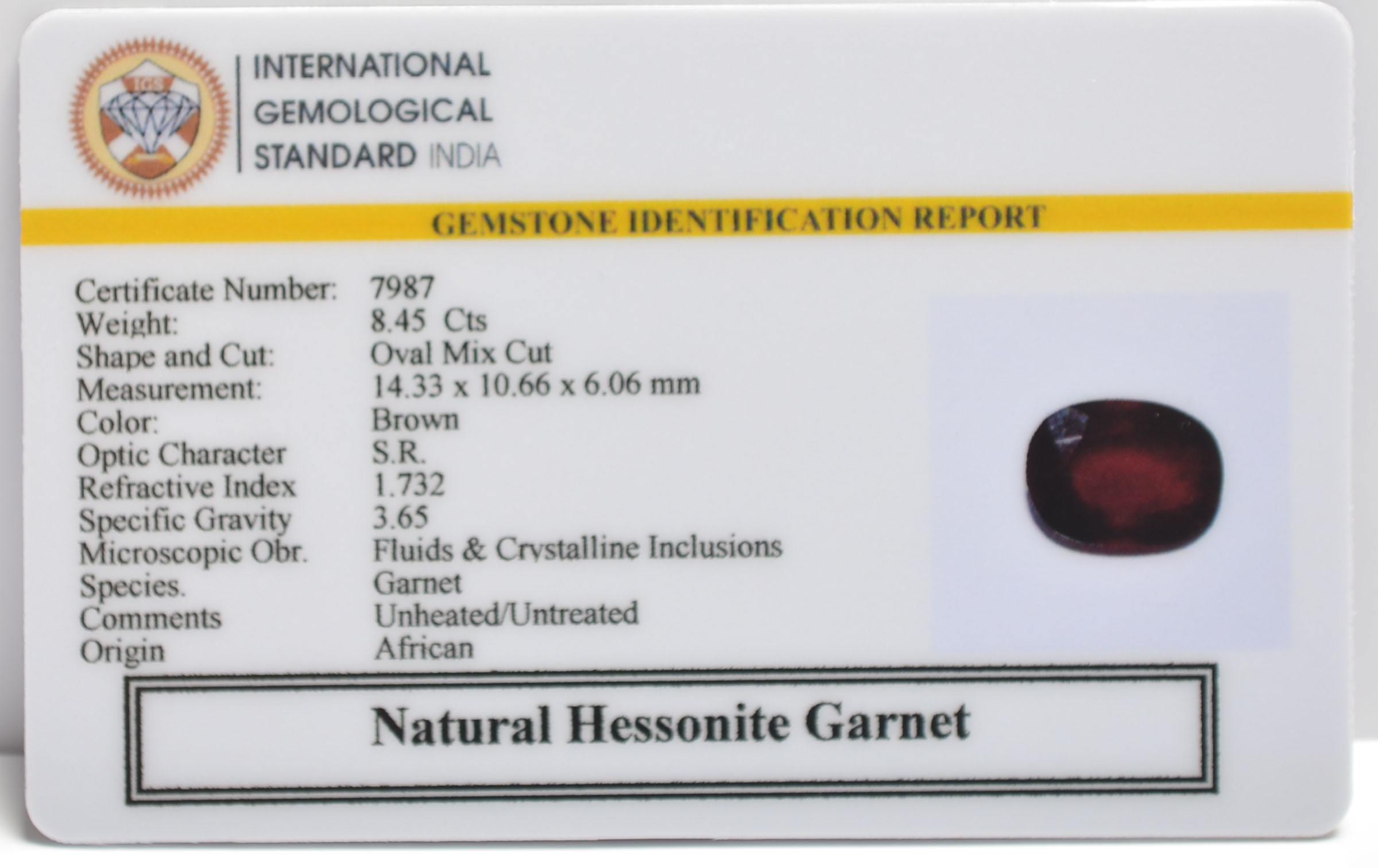 GMD7592 2 HESSONITE GOMED 8.45 Ct.