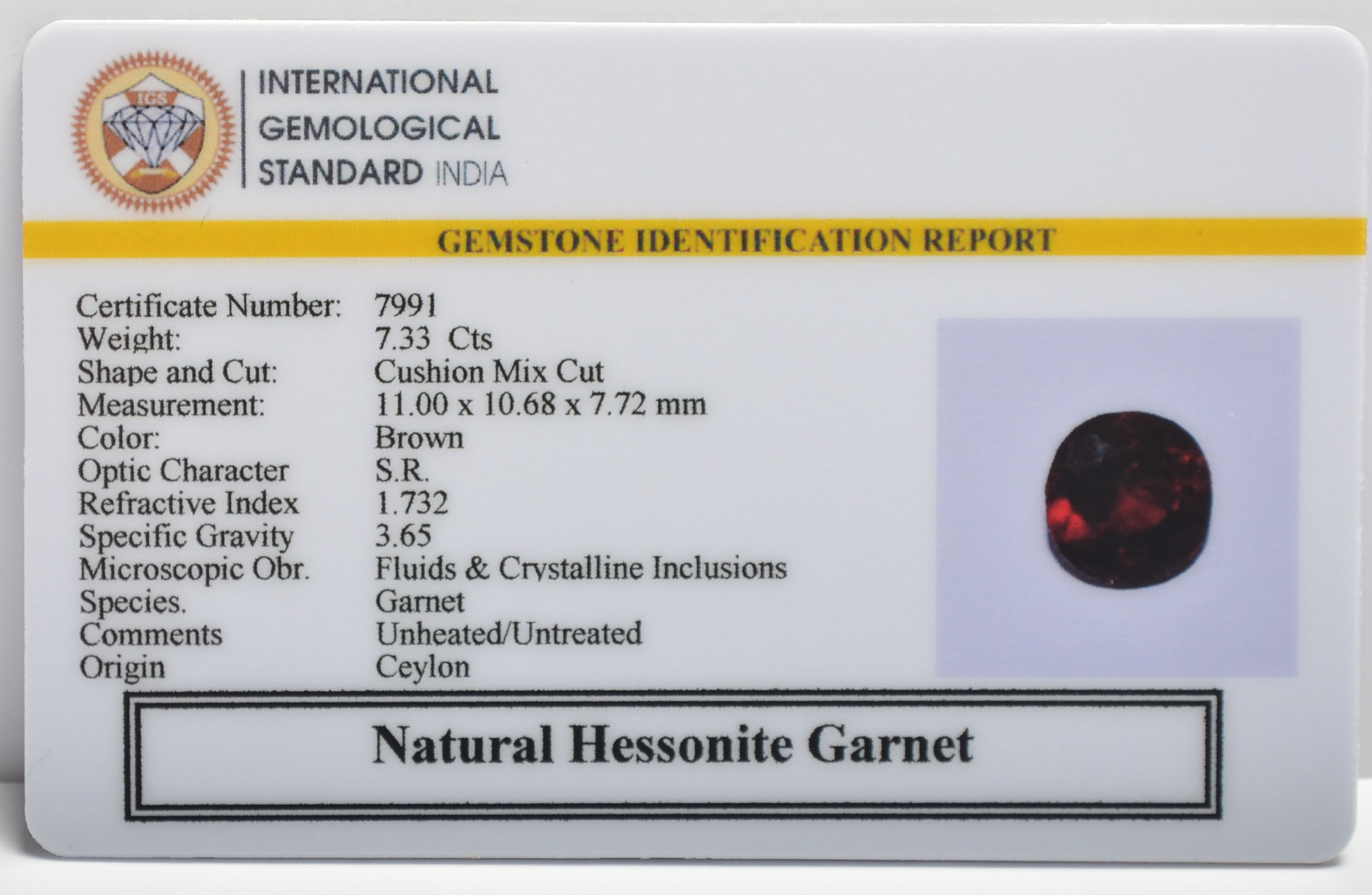 GMD7596 2 HESSONITE GOMED 7.33 Ct.