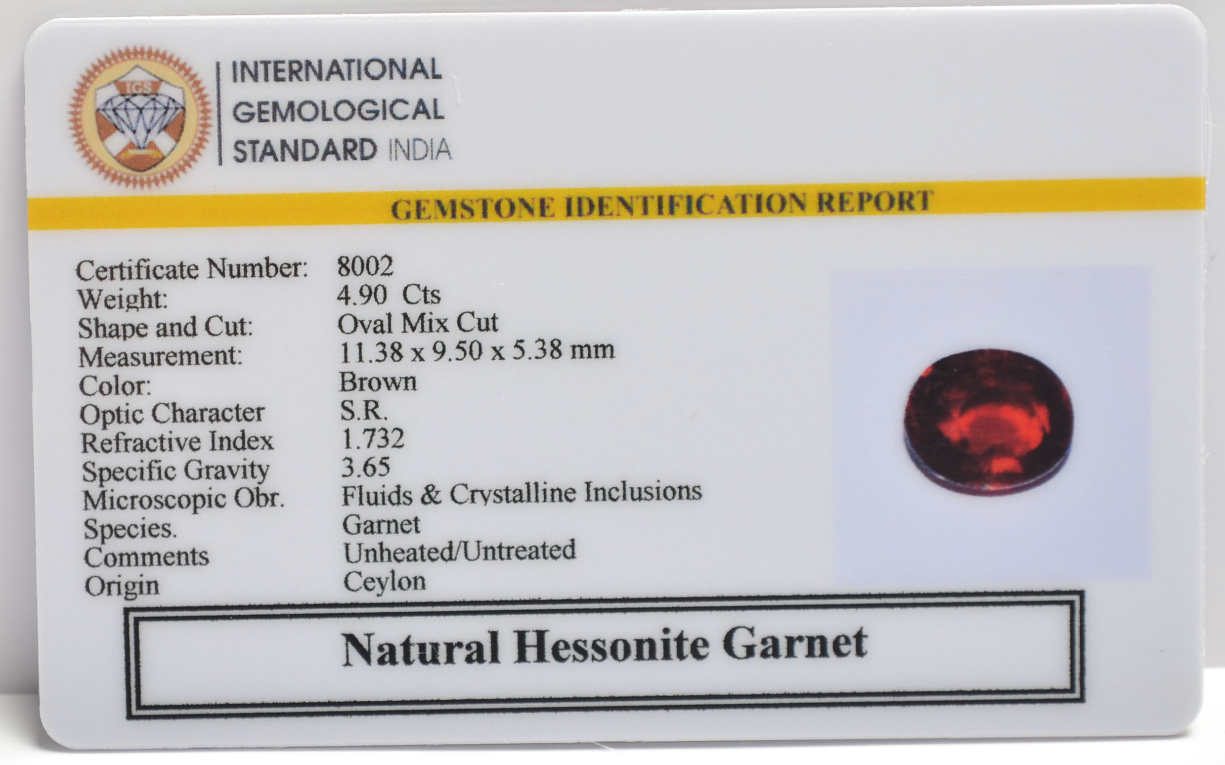 GMD7607 2 HESSONITE GOMED 4.9 Ct.