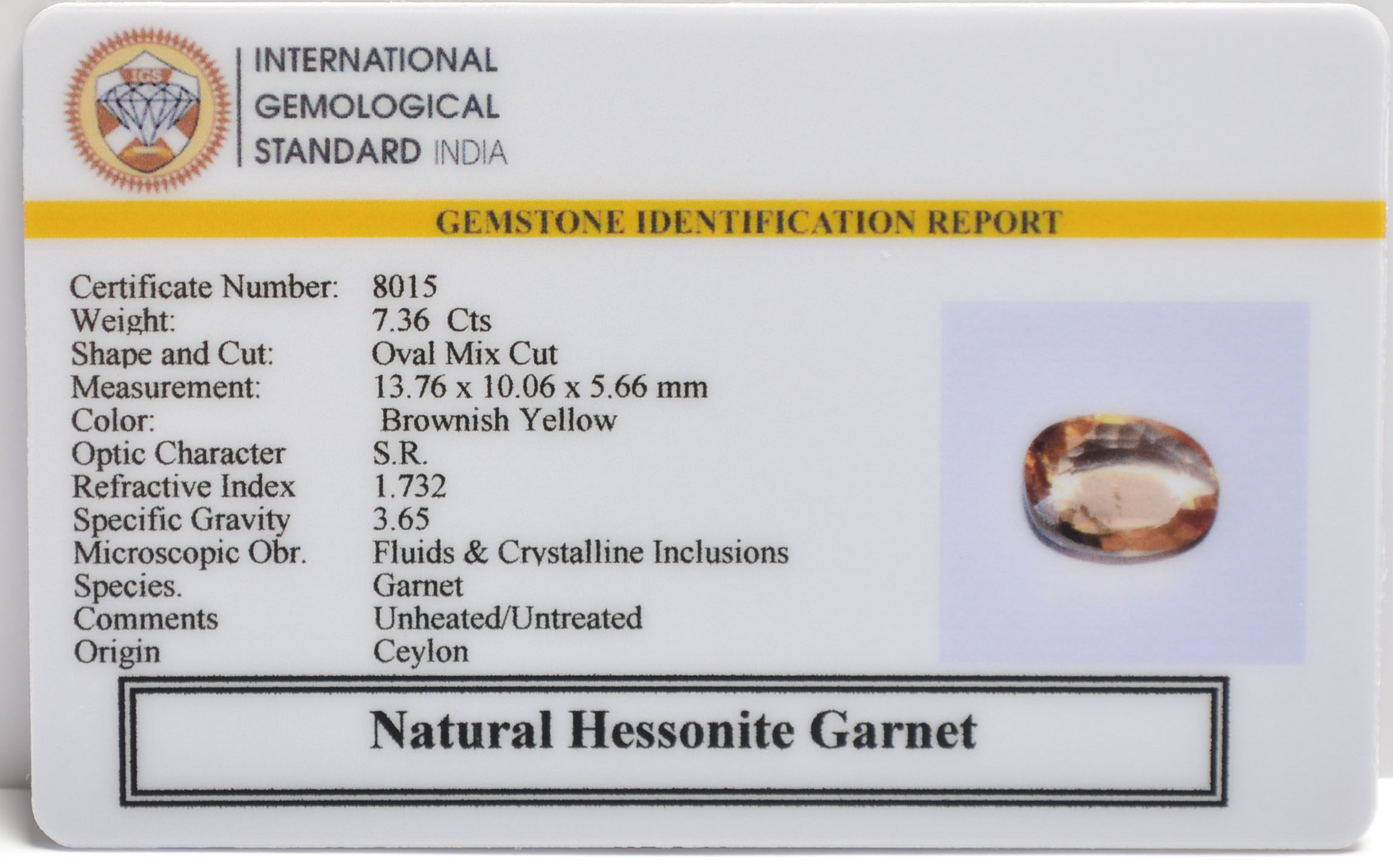 GMD7608 2 HESSONITE GOMED 7.36 Ct.