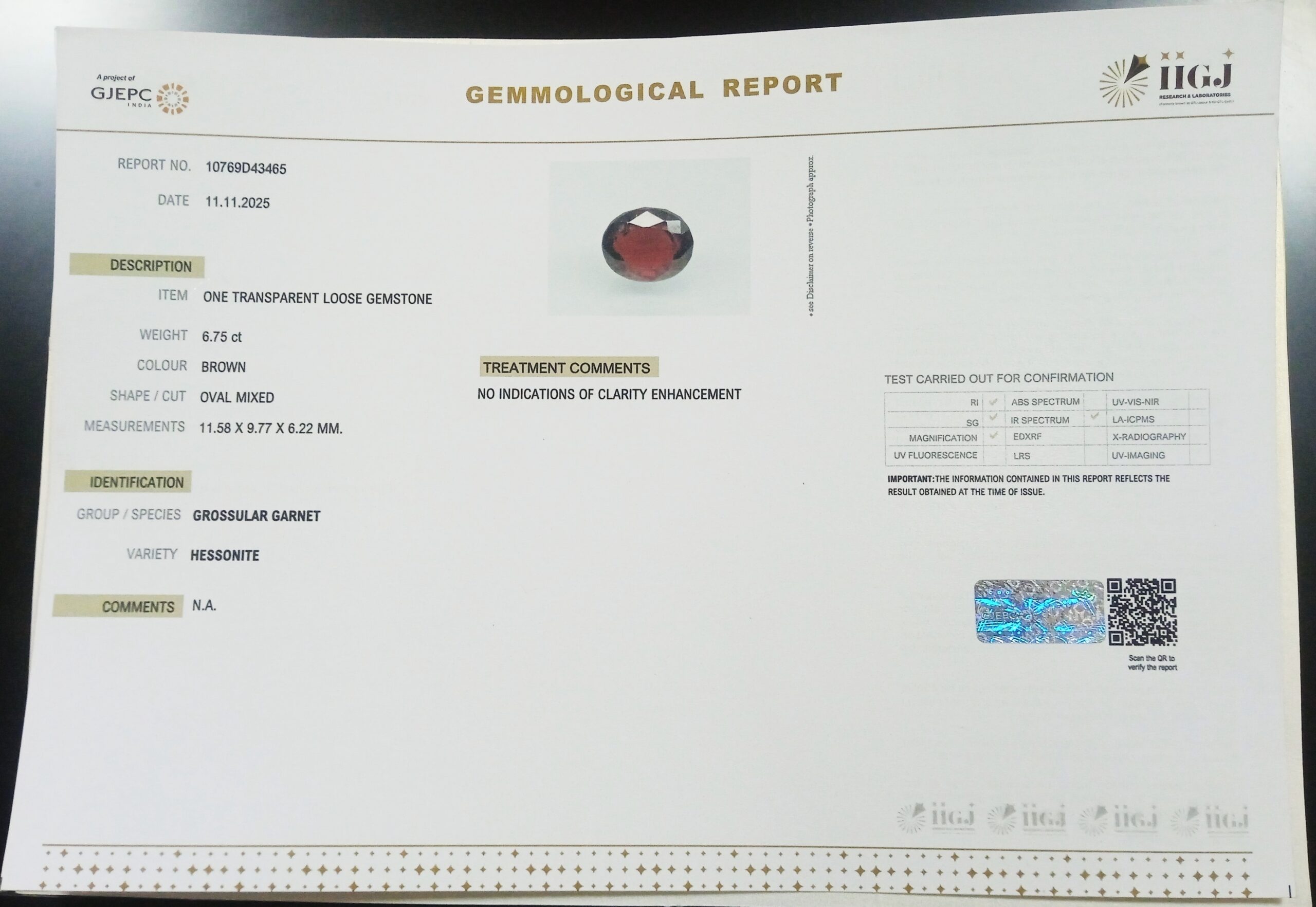 HESSONITE GOMED 6.75 Ct. 3 GMD7611 2 scaled HESSONITE GOMED 6.75 Ct.