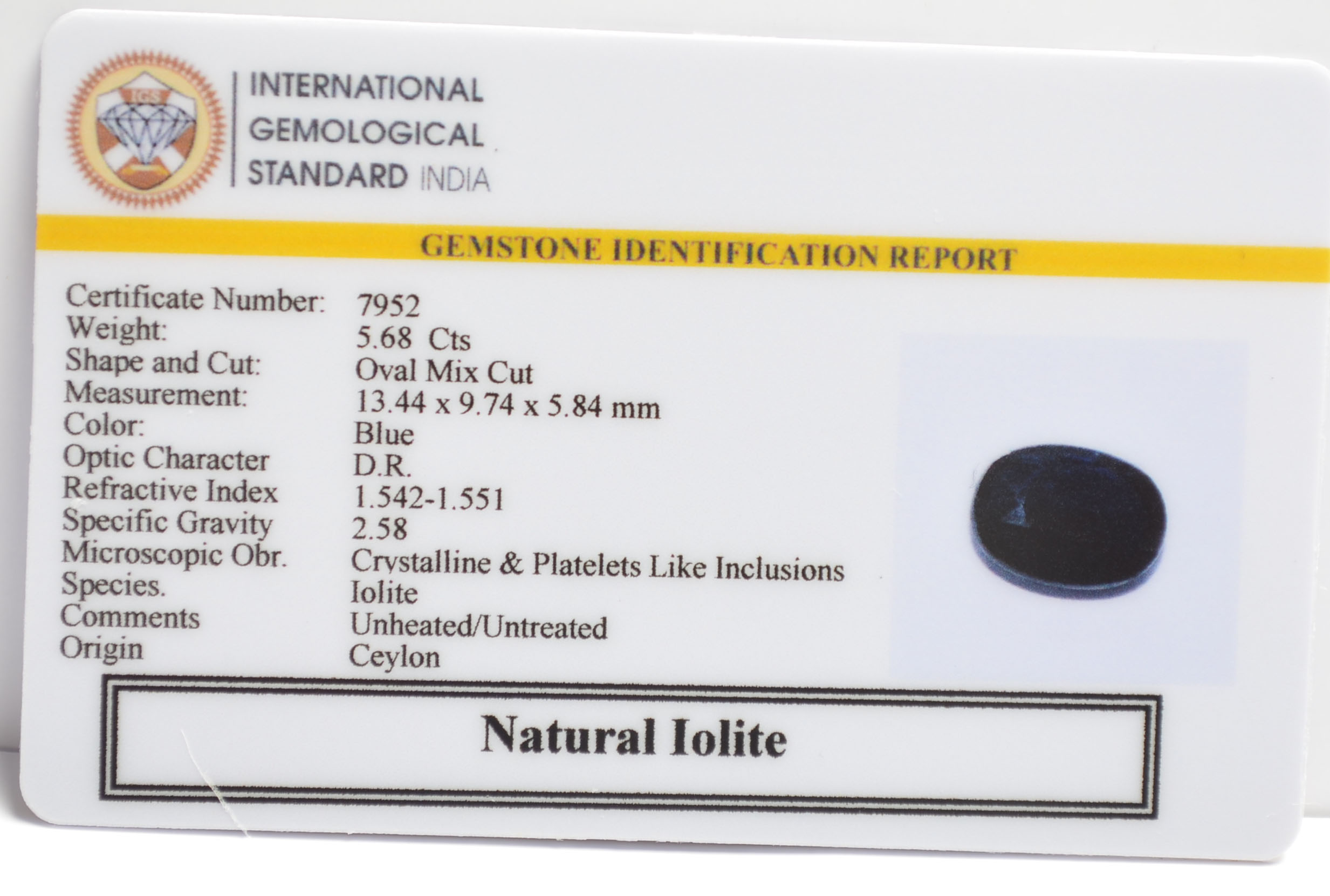 IOLITE NILLI 5.68 Ct. 3 NIL2684 2 IOLITE NILLI 5.68 Ct.