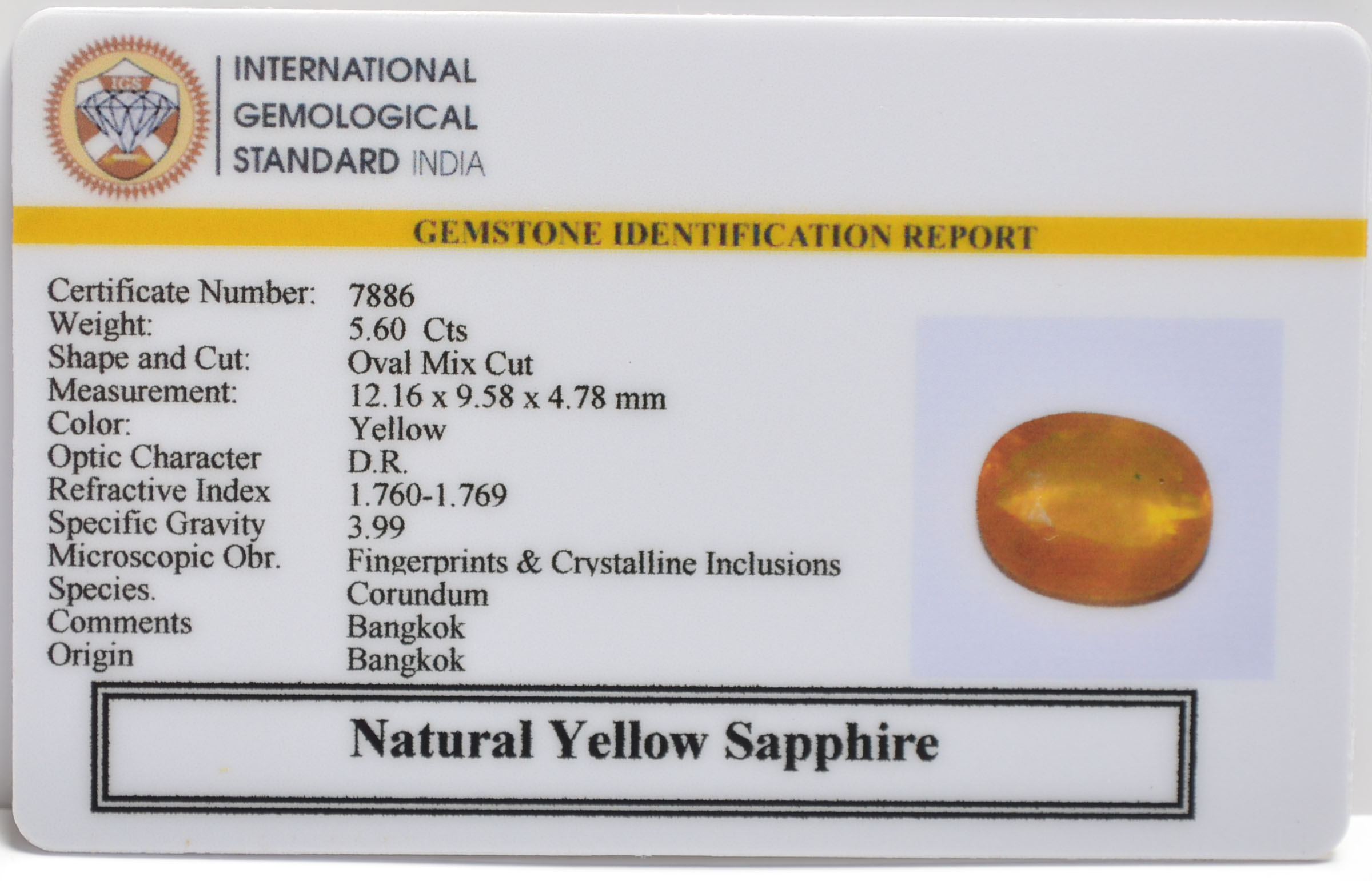YELLOW SAPPHIRE 5.6 Ct. 3 NYSP8735 2 YELLOW SAPPHIRE 5.6 Ct.