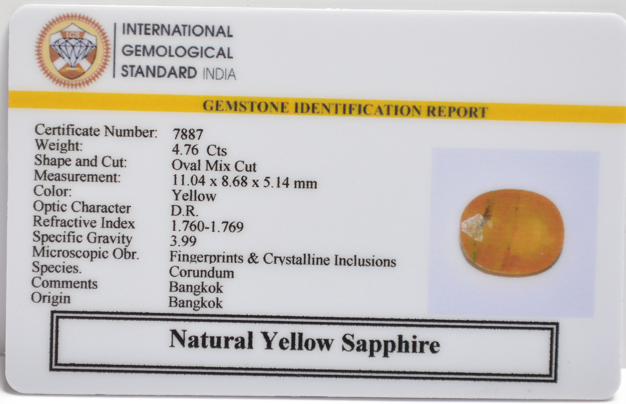NYSP8736 2 YELLOW SAPPHIRE 4.76 Ct.