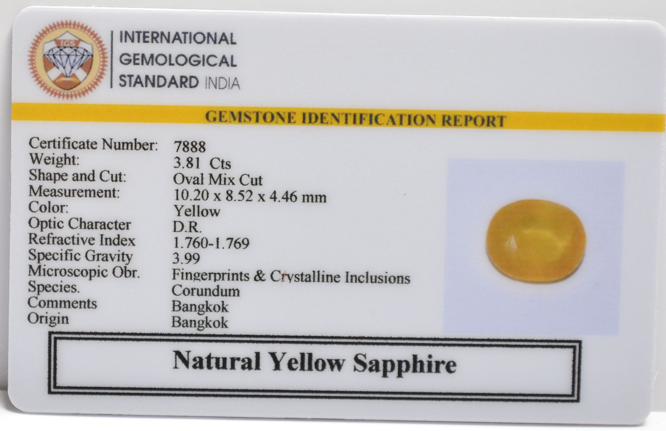 YELLOW SAPPHIRE 3.81 Ct. 3 NYSP8737 2 YELLOW SAPPHIRE 3.81 Ct.