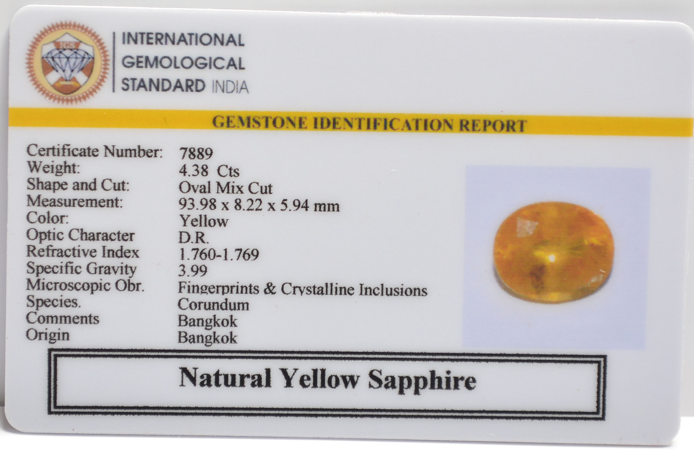 NYSP8738 2 YELLOW SAPPHIRE 4.38 Ct.