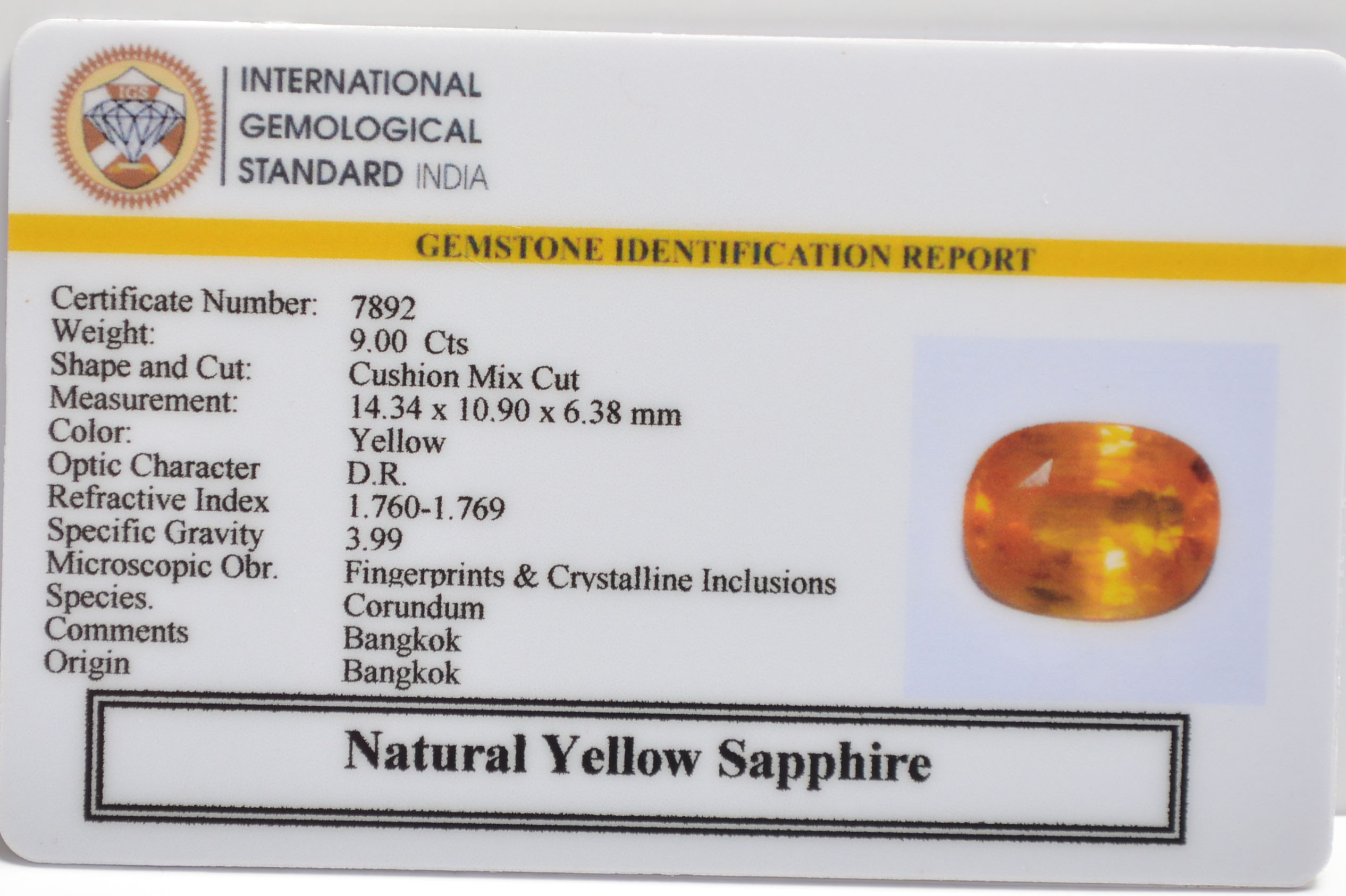 NYSP8741 2 YELLOW SAPPHIRE 9 Ct.