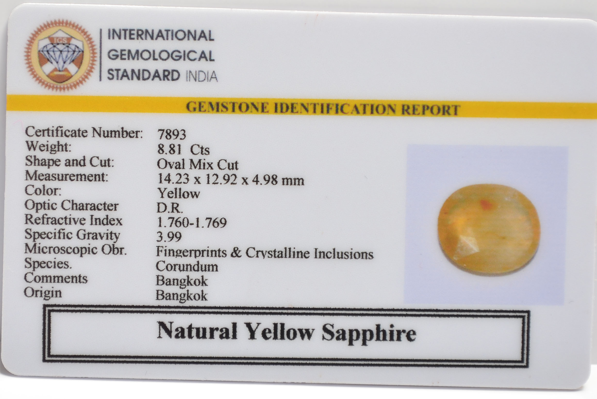 NYSP8742 2 YELLOW SAPPHIRE 8.81 Ct.