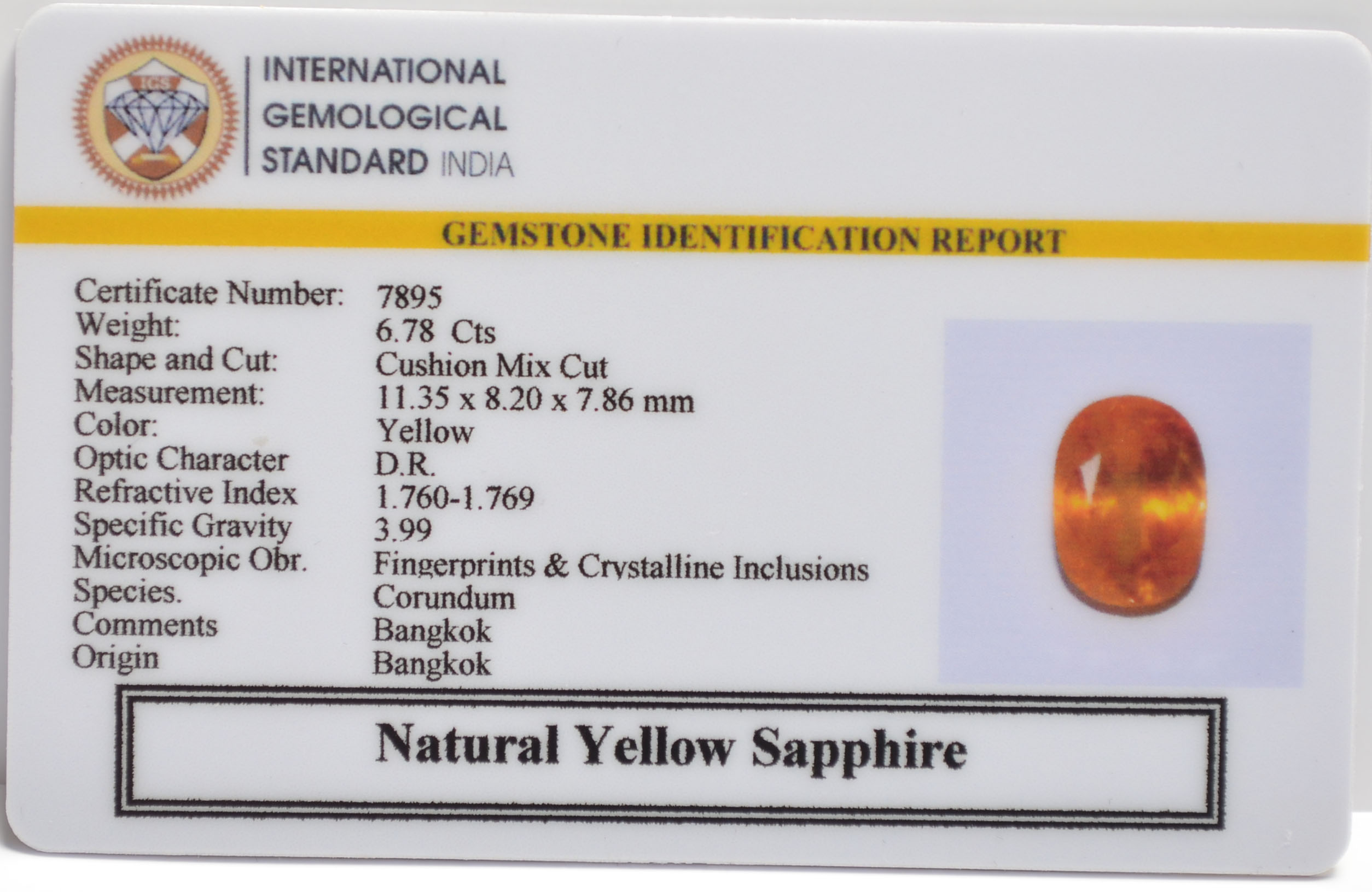 NYSP8744 2 YELLOW SAPPHIRE 6.78 Ct.