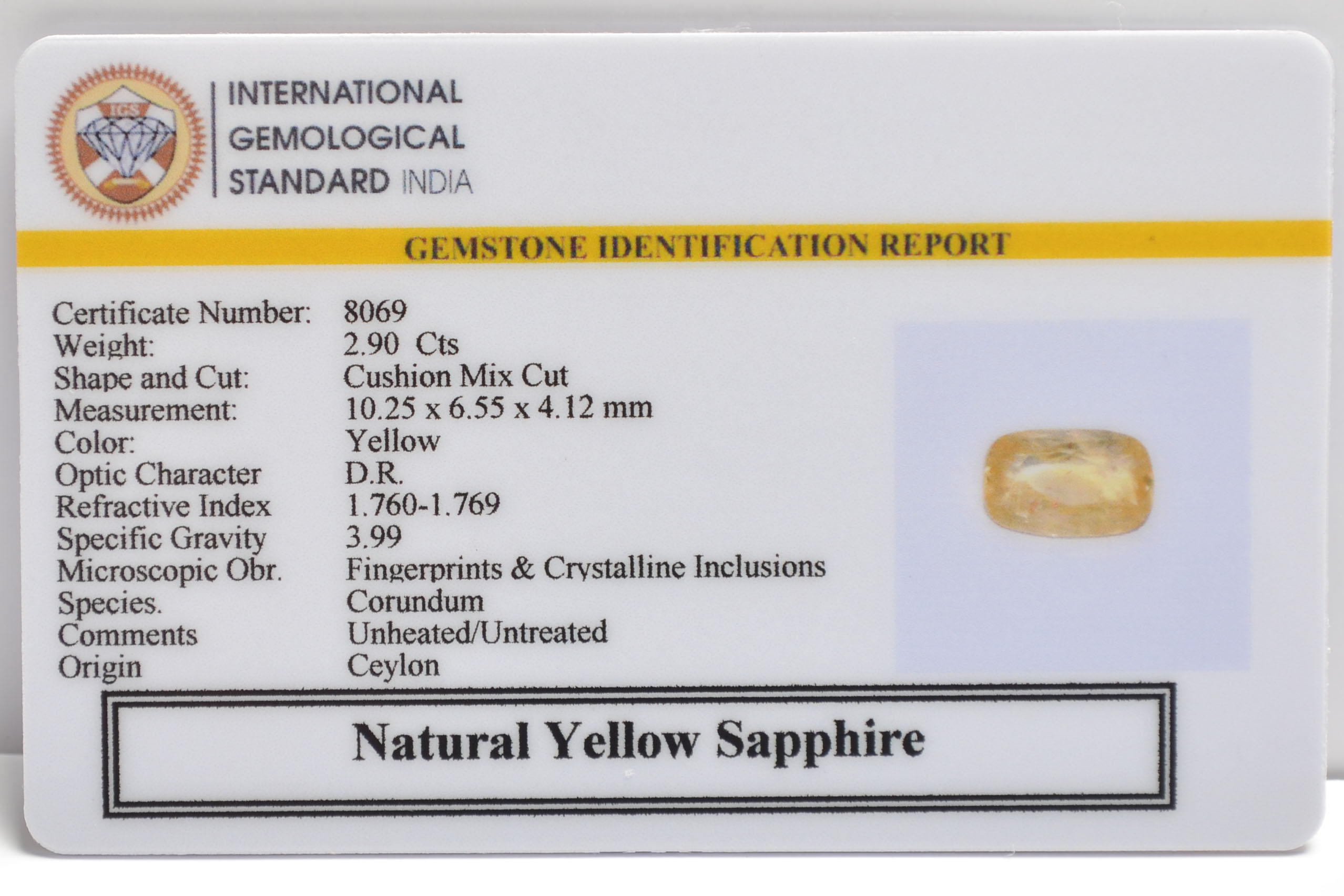 NYSP8771 2 YELLOW SAPPHIRE 2.9 Ct.