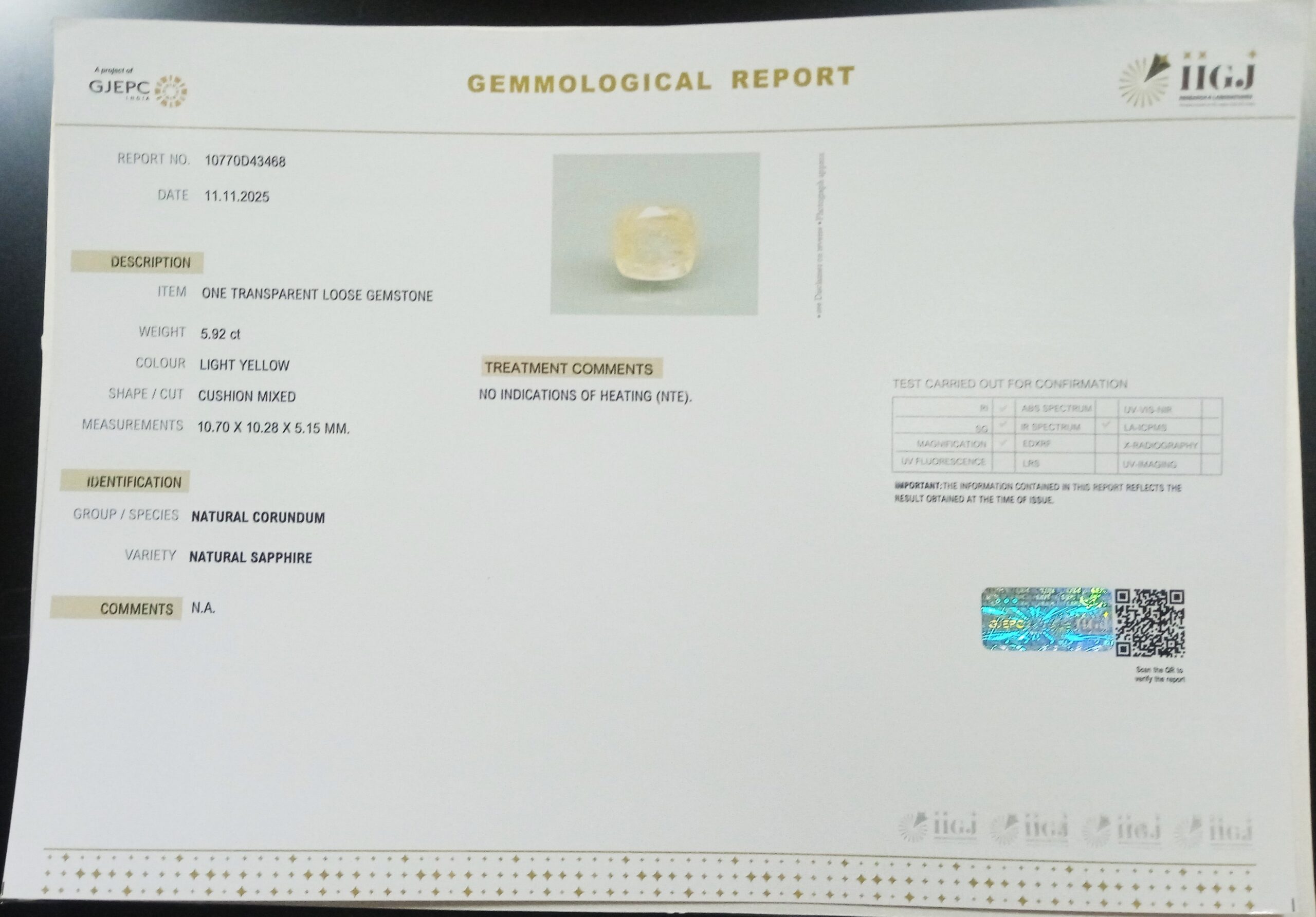 NYSP8801 2 scaled YELLOW SAPPHIRE 5.92 Ct.