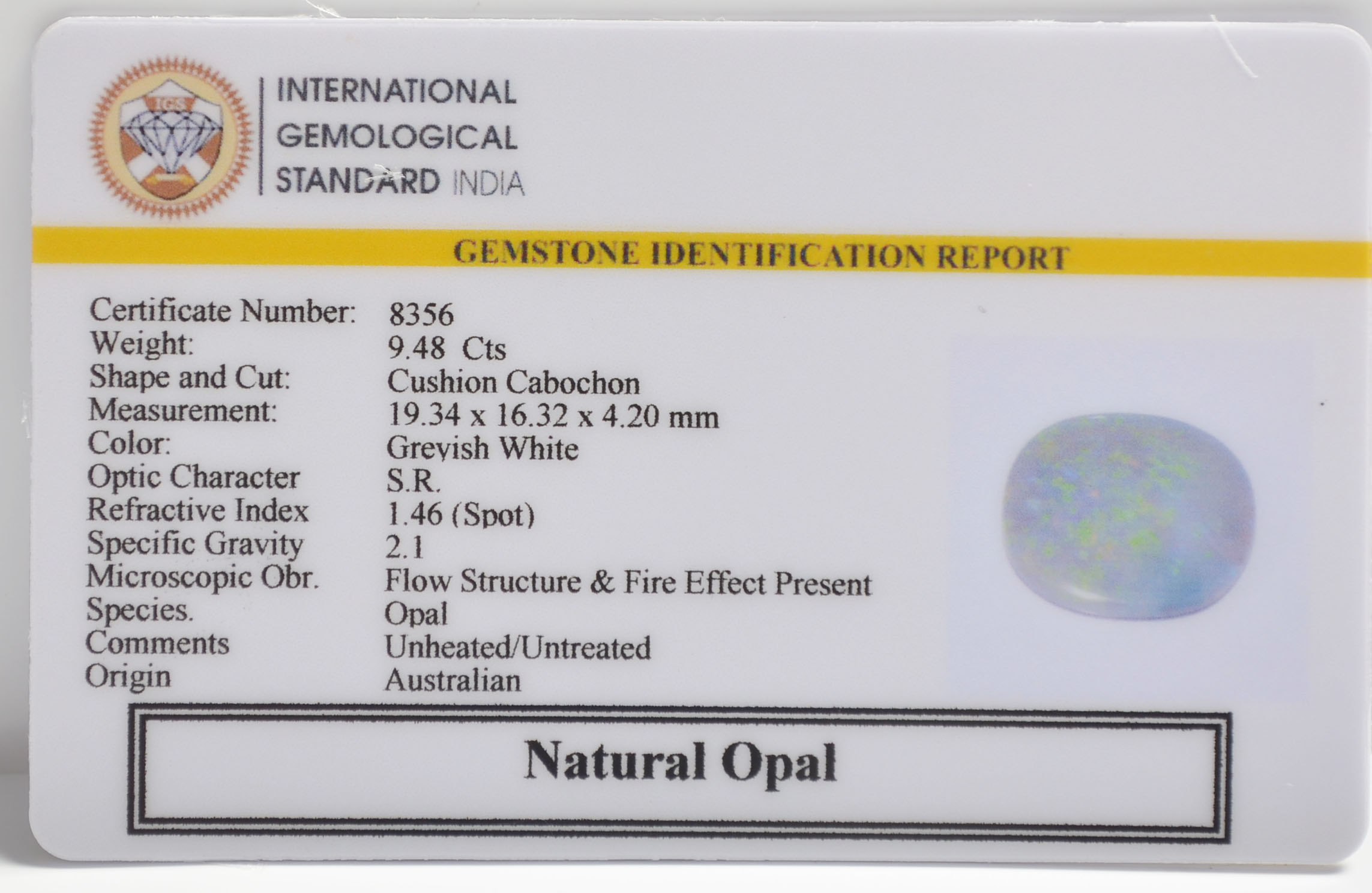 OPL9563 2 OPAL 9.48 Ct.