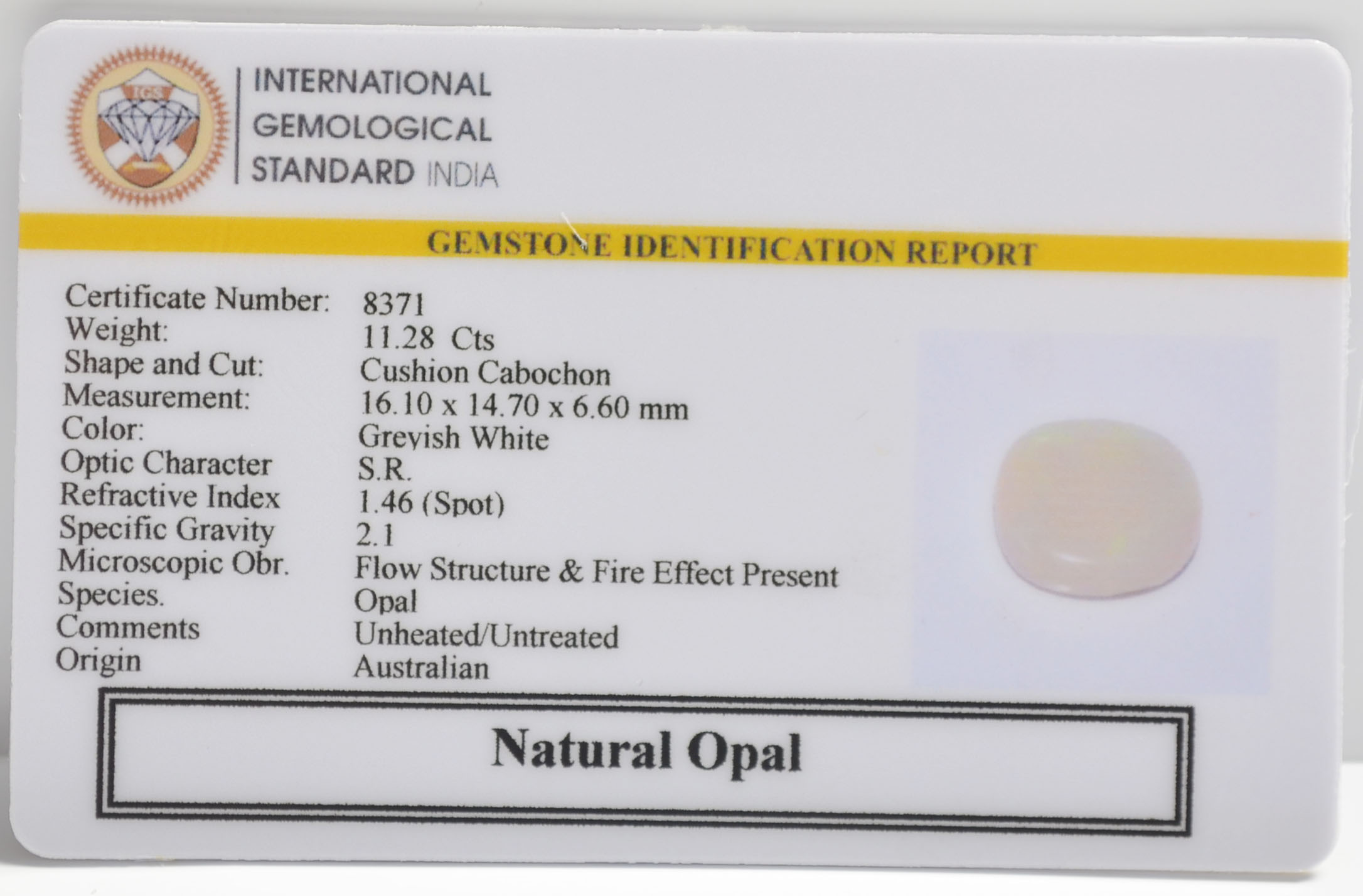 OPL9578 2 OPAL 11.28 Ct.