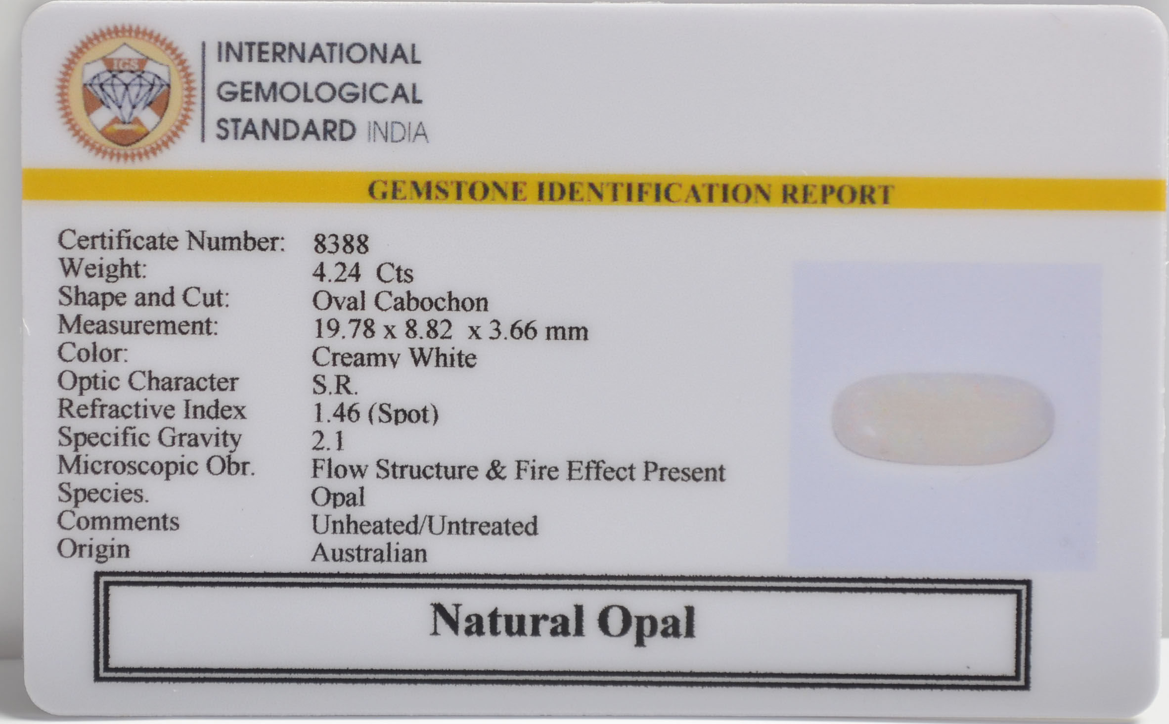 OPL9595 2 OPAL 4.24 Ct.