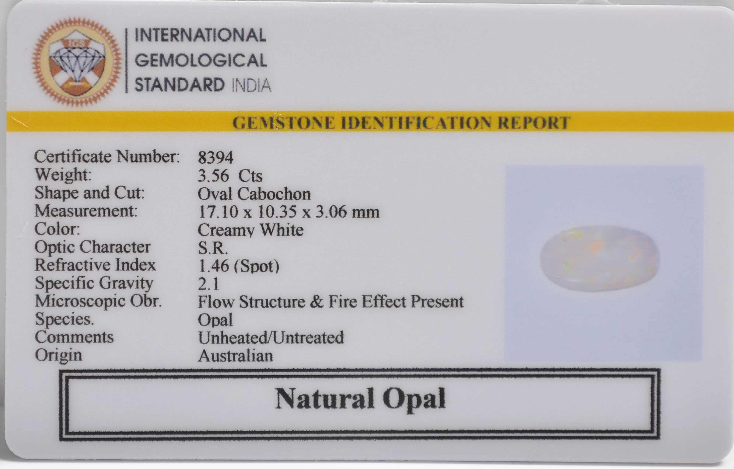 OPL9601 2 OPAL 3.56 Ct.