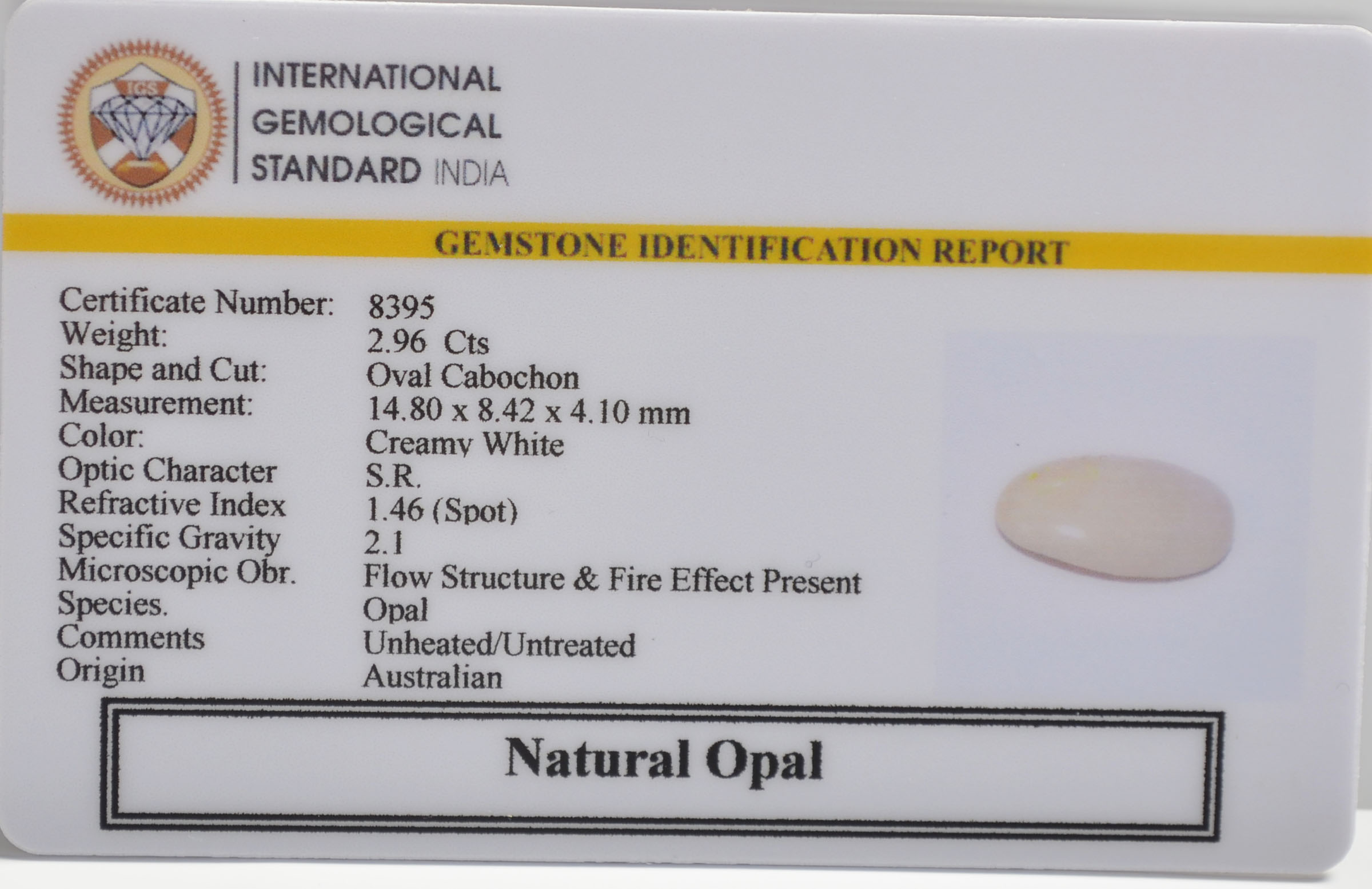 OPL9602 2 OPAL 2.96 Ct.