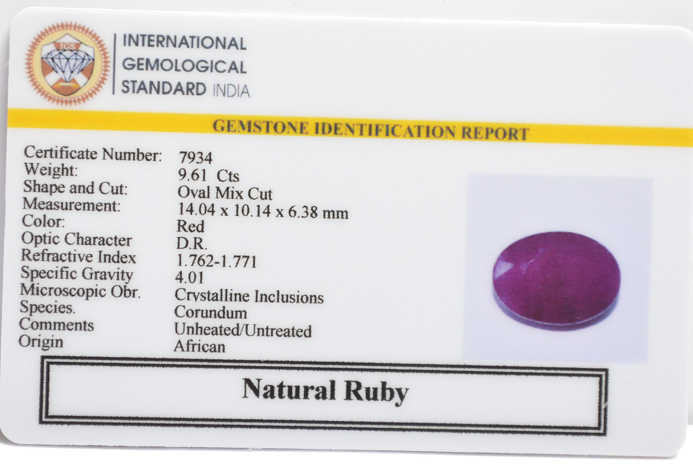 RUB8442 2 RUBY 9.61 Ct.