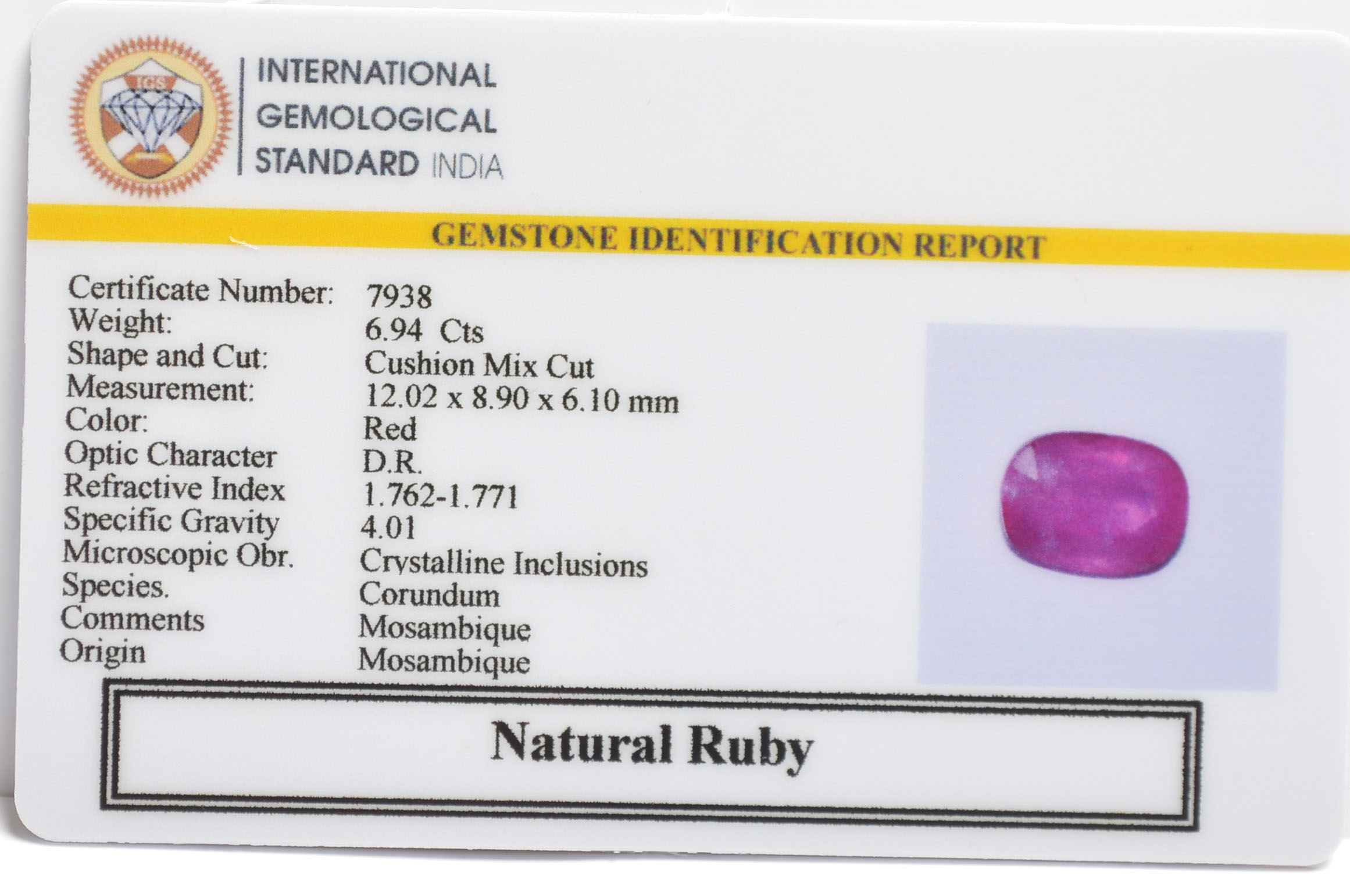 RUB8446 2 RUBY 6.94 Ct.