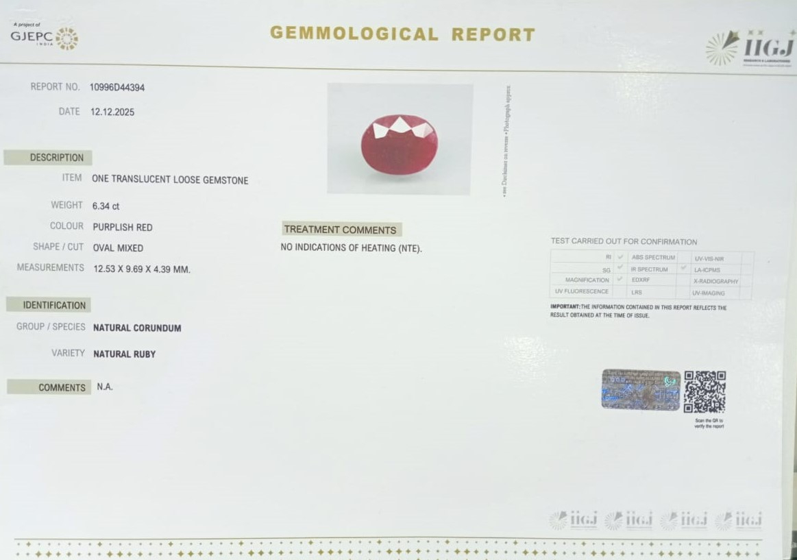 RUBG8320 2 RUBY 6.34 Ct.