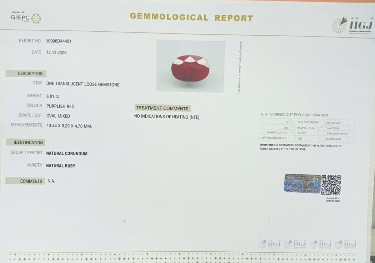 RUBG8327 2 RUBY 6.81 Ct.