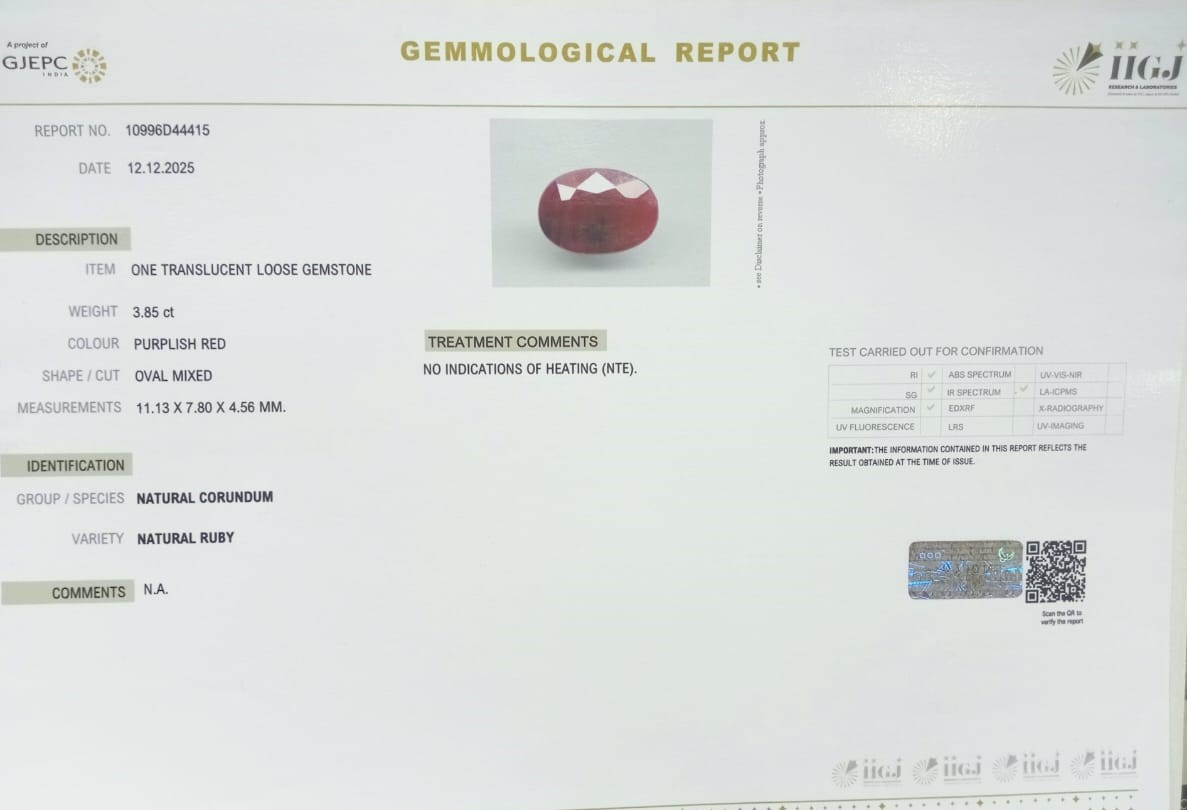 RUBG8337 2 RUBY 3.85 Ct.