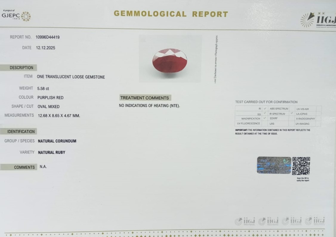 RUBG8341 2 RUBY 5.58 Ct.