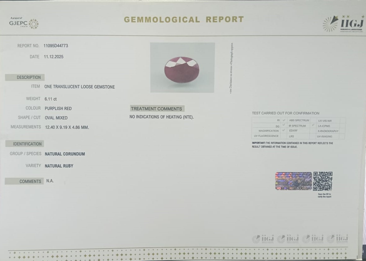 RUBG8347 2 RUBY 6.11 Ct.