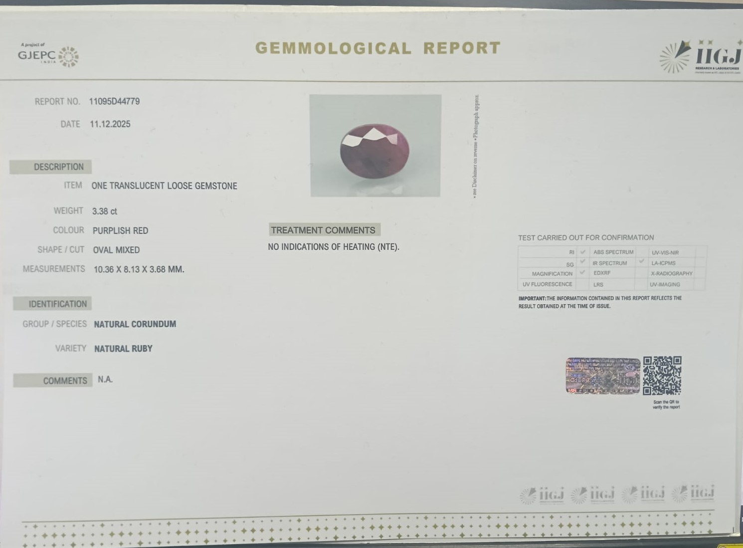 RUBG8353 2 RUBY 3.38 Ct.