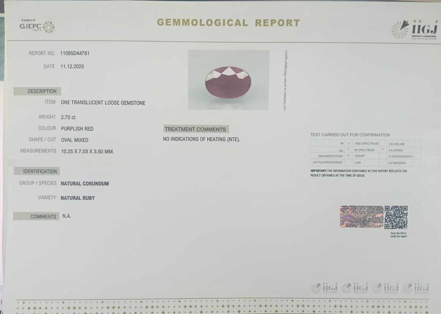 RUBG8355 2 RUBY 2.7 Ct.