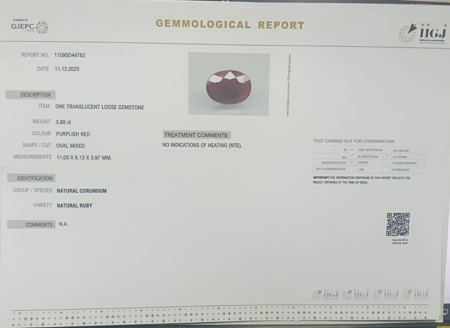 RUBG8356 2 RUBY 3.89 Ct.