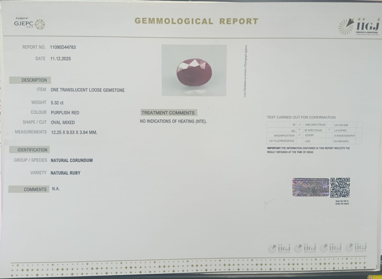 RUBY 5.32 Ct. 3 RUBG8357 2 RUBY 5.32 Ct.