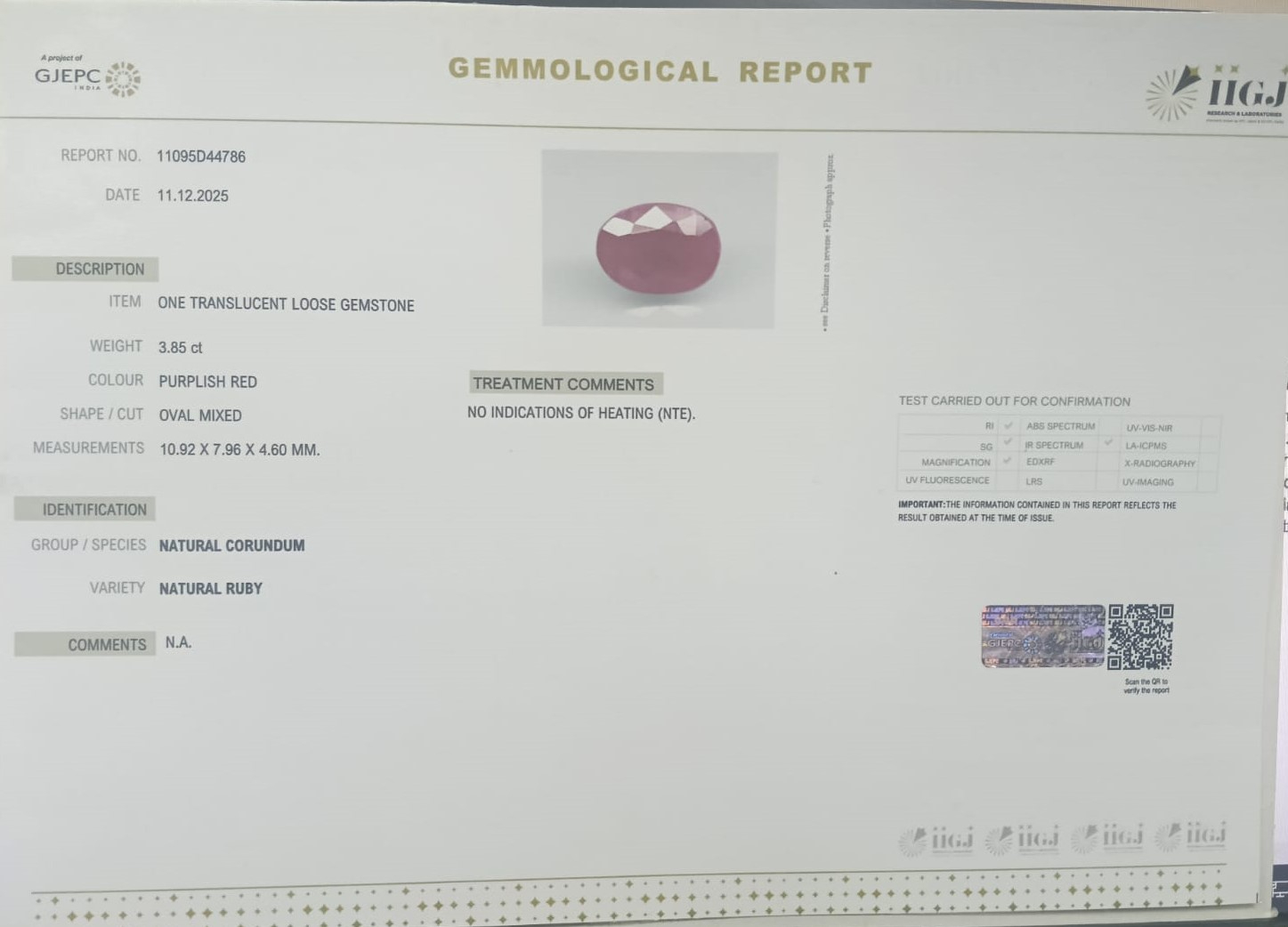 RUBG8360 2 RUBY 3.85 Ct.