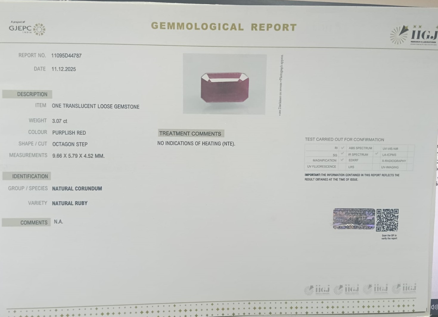 RUBG8361 2 RUBY 3.07 Ct.