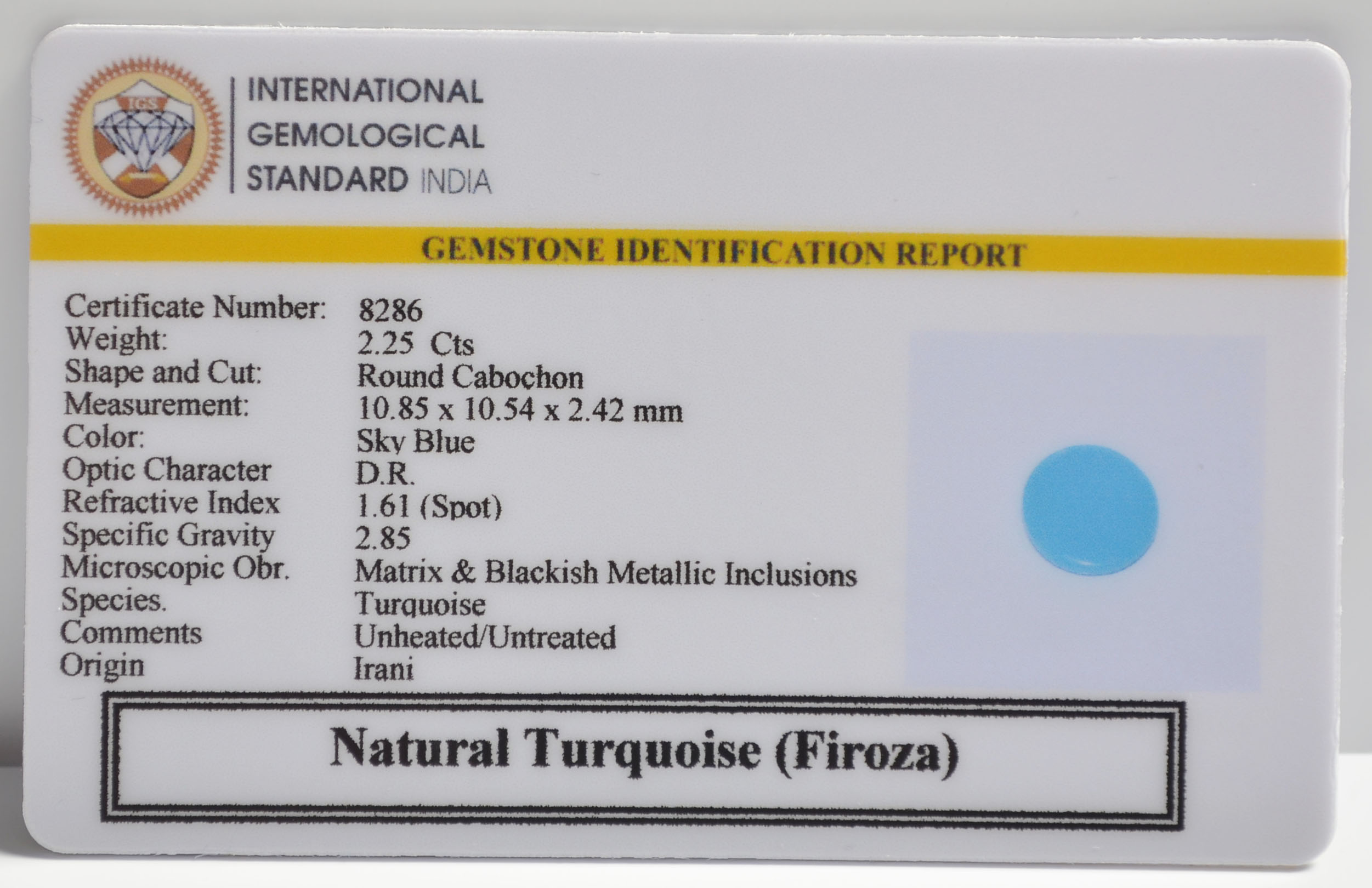 TURQUOISE 2.25 Ct. 3 TUR2863 2 TURQUOISE 2.25 Ct.