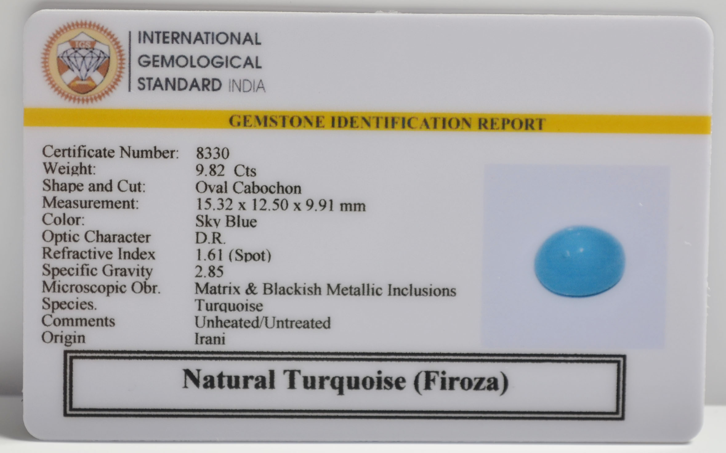 TUR2897 2 TURQUOISE 9.82 Ct.