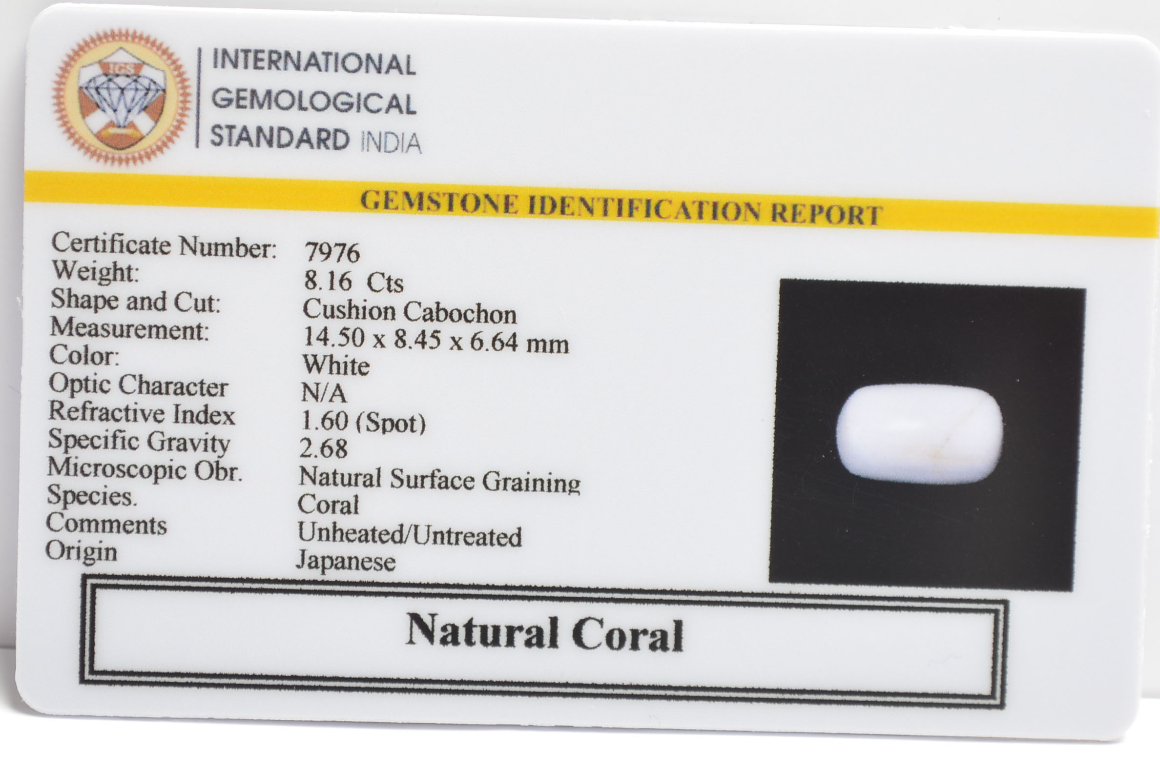 WC401 2 WHITE CORAL 8.16 Ct.