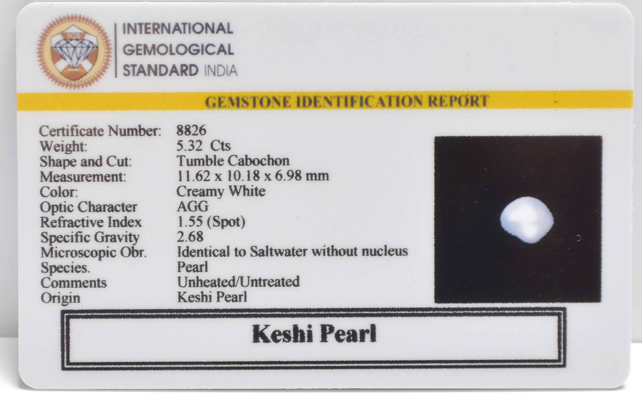 KESHI PEARL 5.32 Ct. 3 2326 2 KESHI PEARL 5.32 Ct.