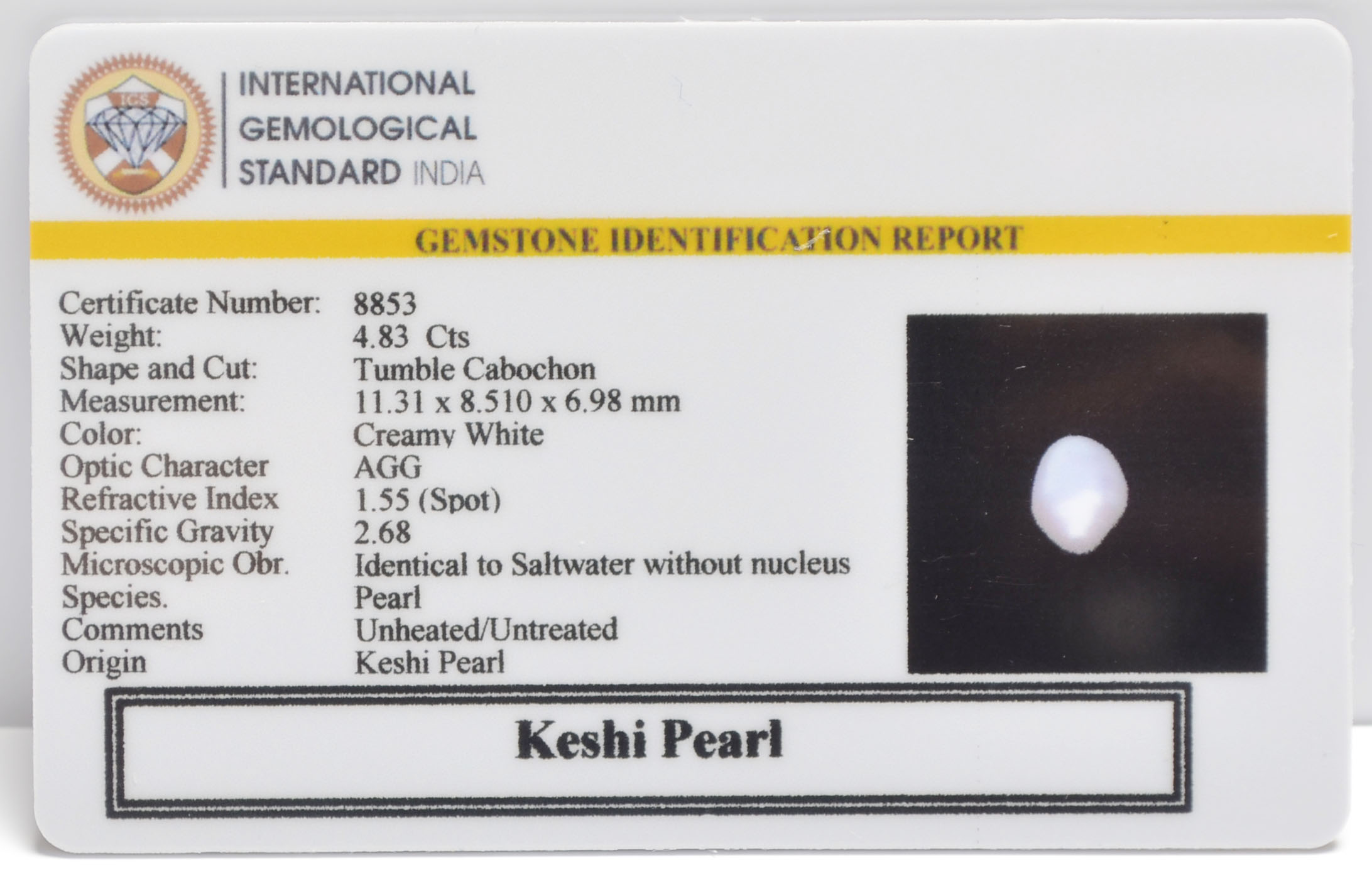 KESHI PEARL 4.83 Ct. 3 2353 2 KESHI PEARL 4.83 Ct.