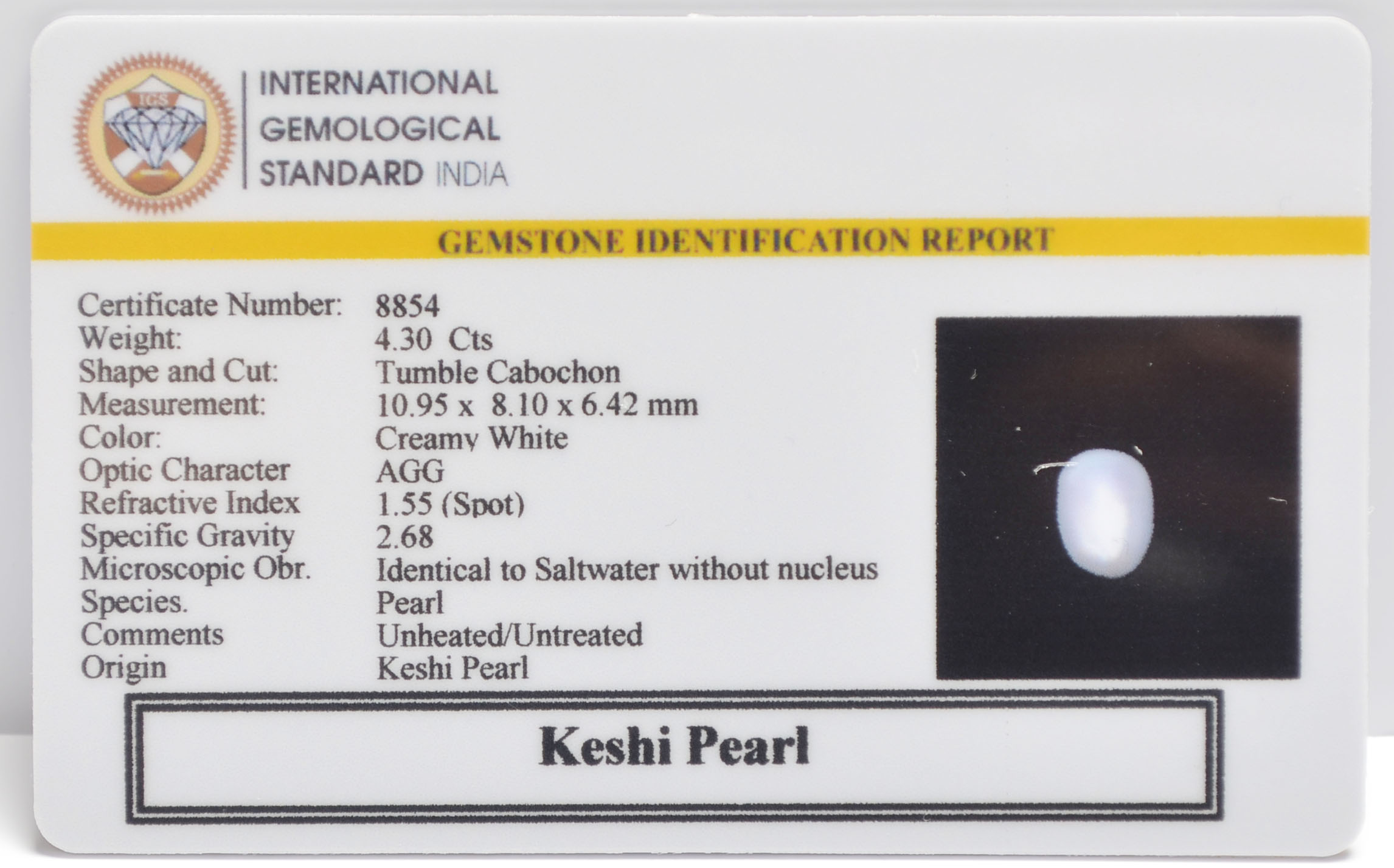 KESHI PEARL 4.3 Ct. 3 2354 2 KESHI PEARL 4.3 Ct.