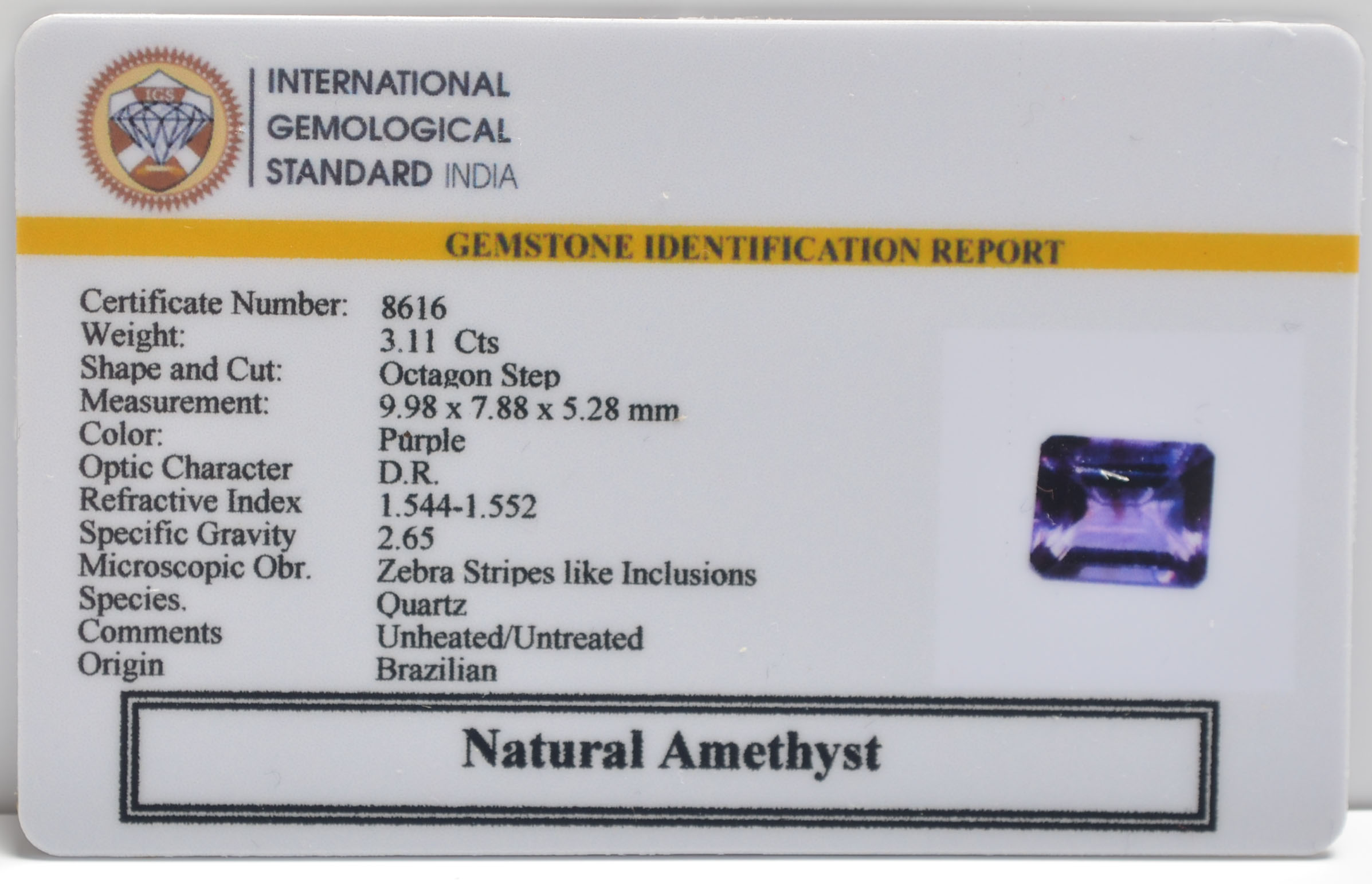 AME1275 2 AMETHYST 3.11 Ct.