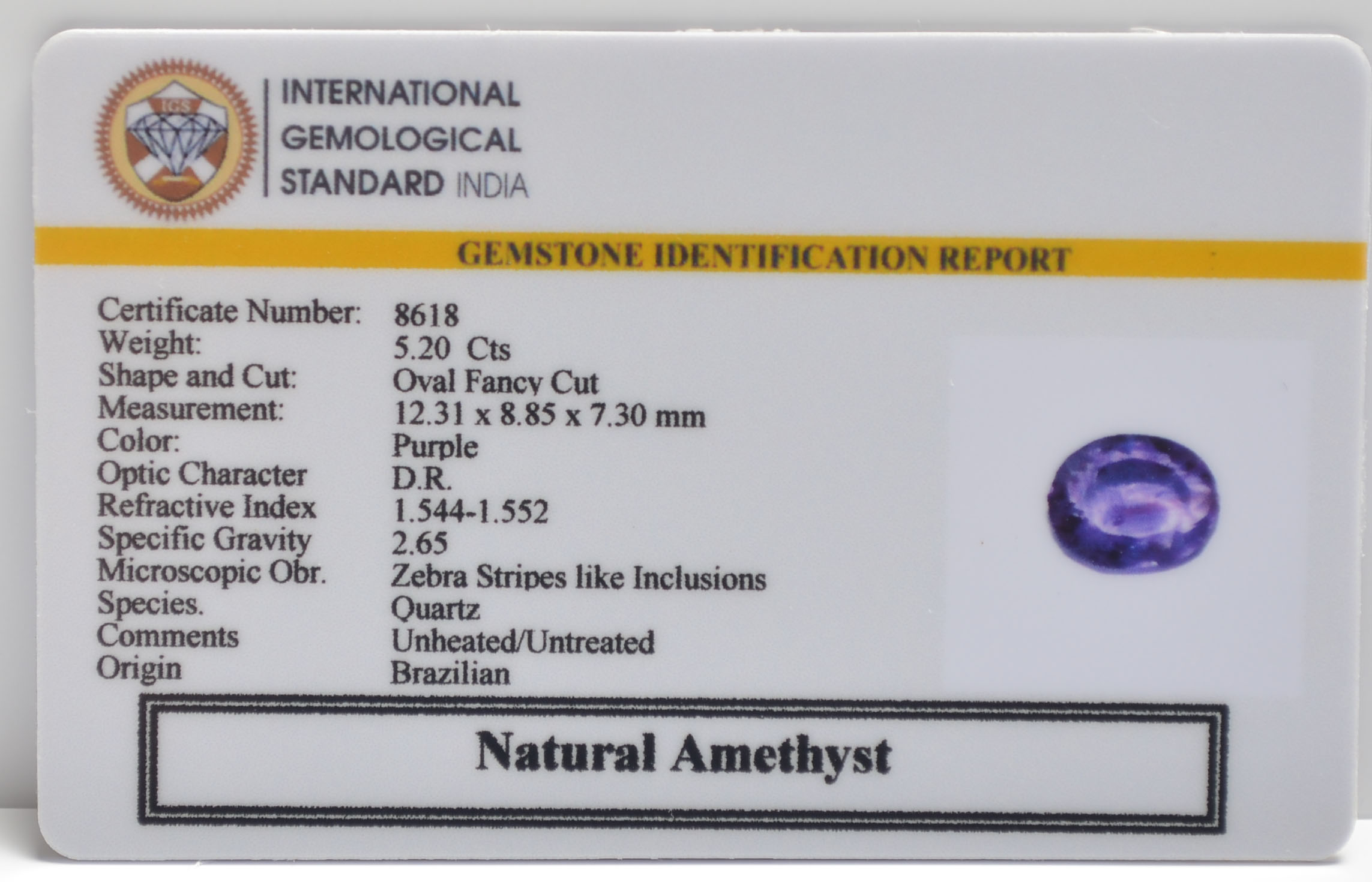 AME1277 2 AMETHYST 5.2 Ct.