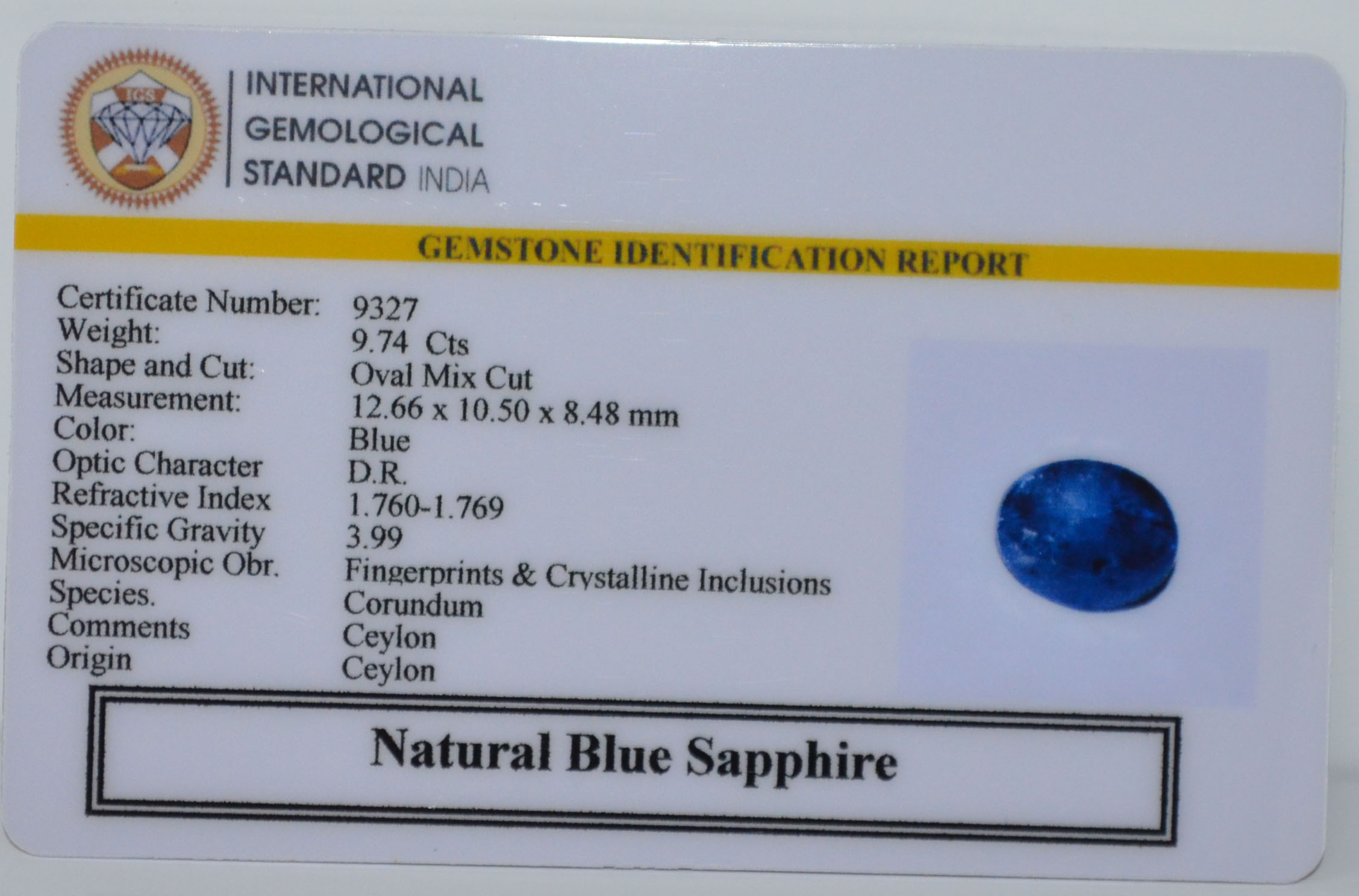 BLUE SAPPHIRE 9.74 Ct. 3 BSP15362 2 BLUE SAPPHIRE 9.74 Ct.