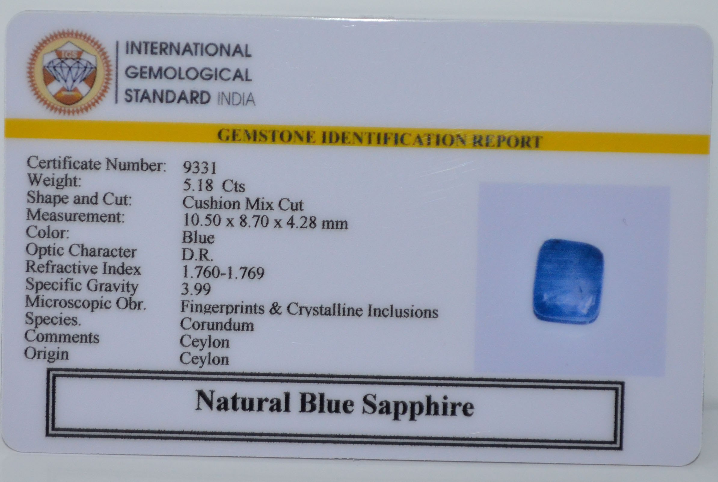 BSP15366 2 BLUE SAPPHIRE 5.18 Ct.