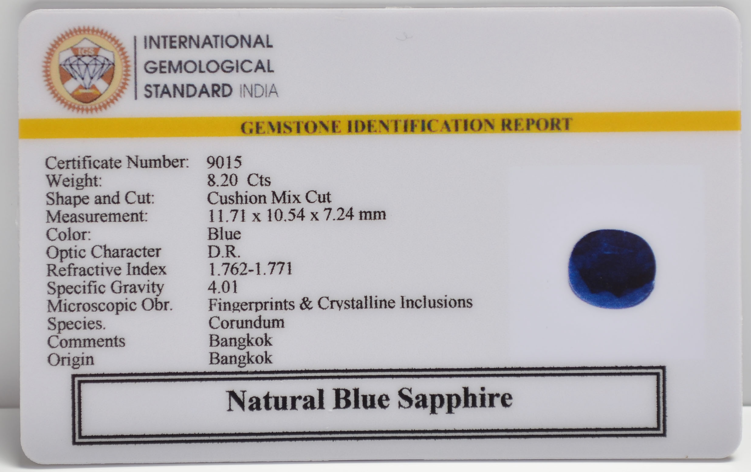 BSPG14787 2 BLUE SAPPHIRE 8.2 Ct.
