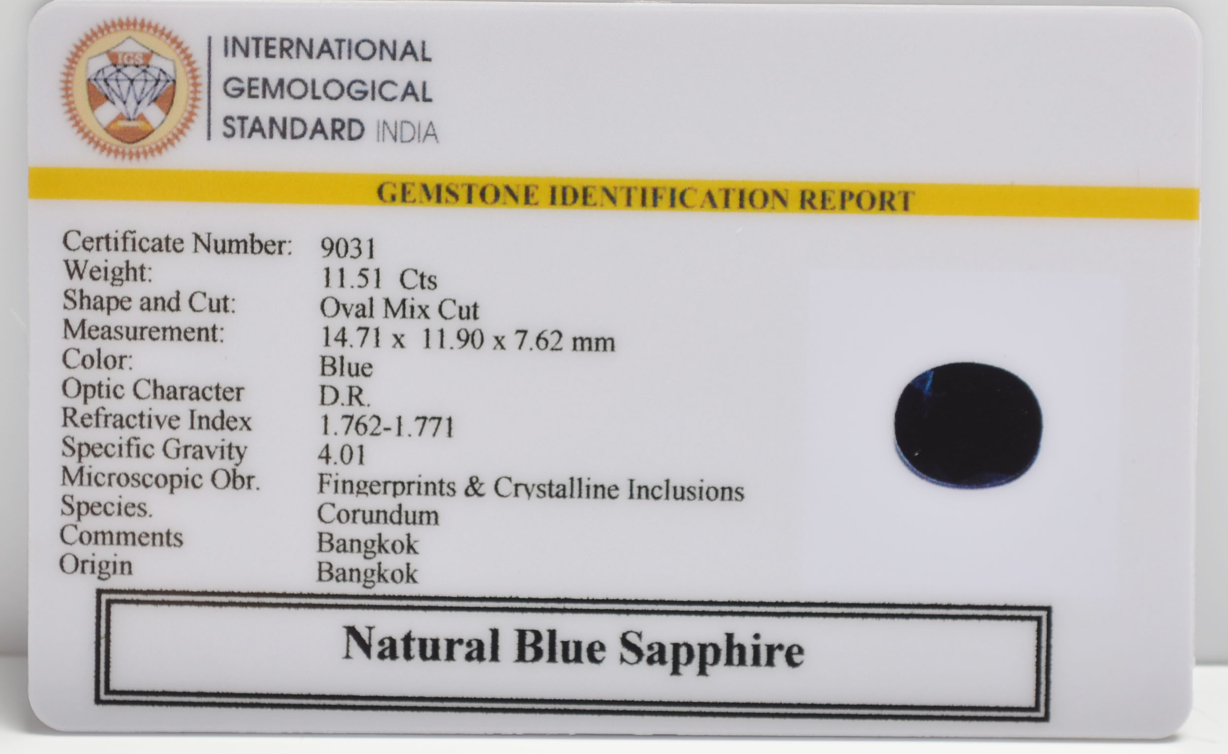 BLUE SAPPHIRE 11.51 Ct. 3 BSPG14803 2 BLUE SAPPHIRE 11.51 Ct.